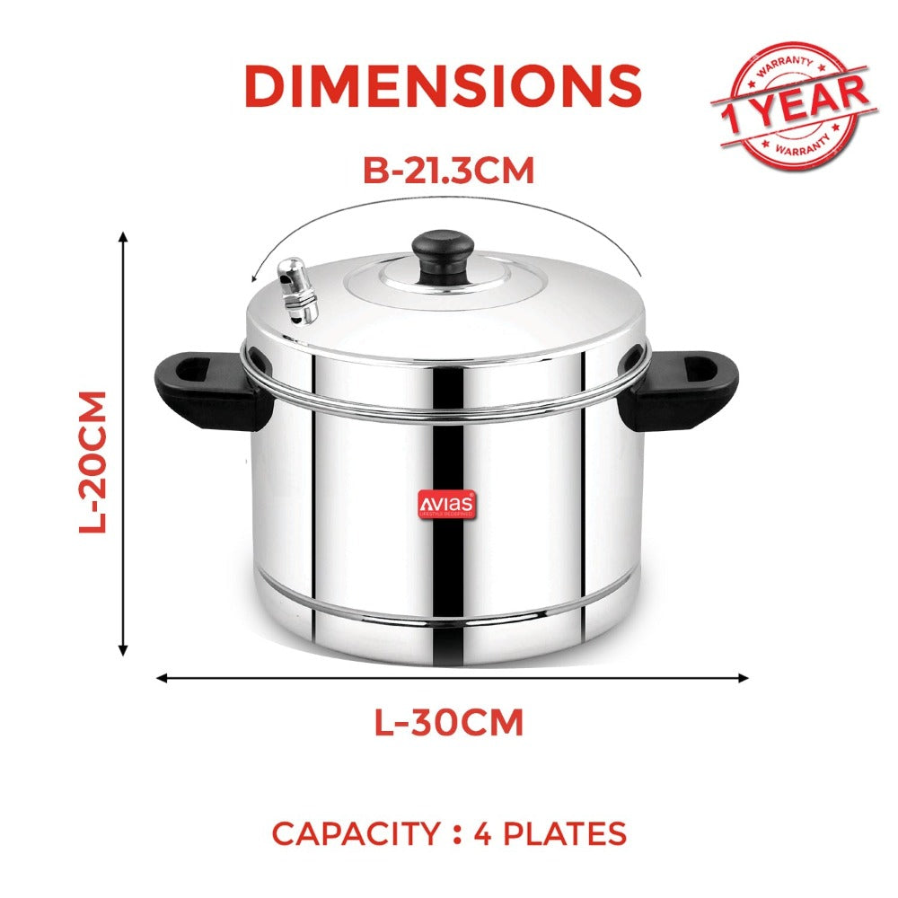 AVIAS Stainless Steel Idly Cooker | Induction And Gas Stove Base | 4 Plates - view 4