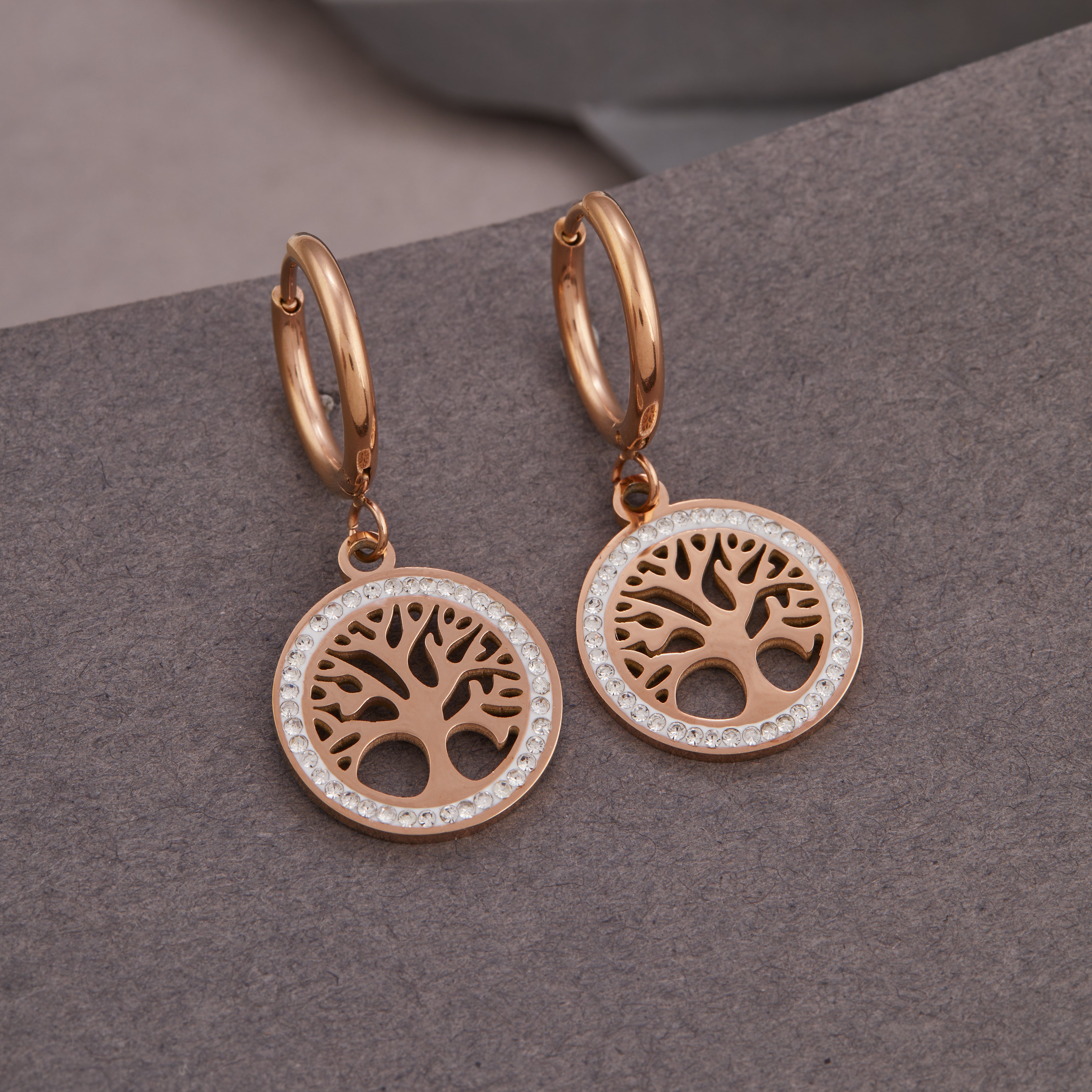 Branta Life Tree Diamond Earrings For Women - view 2