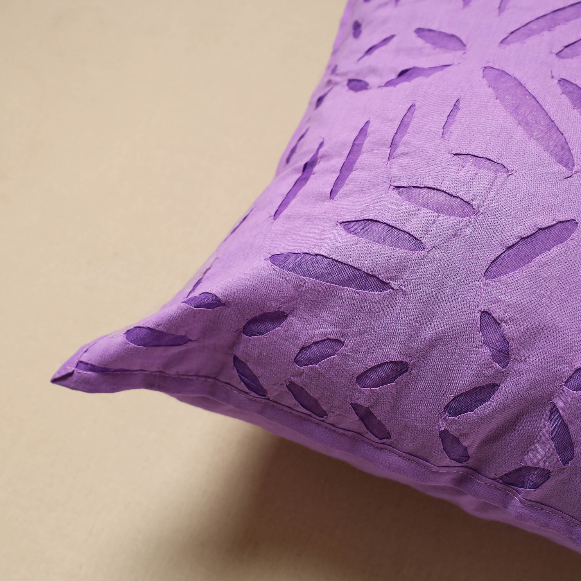 SHADES OF MARUDHARA Purple - Cut Work Cotton Applique Cushion Cover (16 x 16 in) 02 - view 2