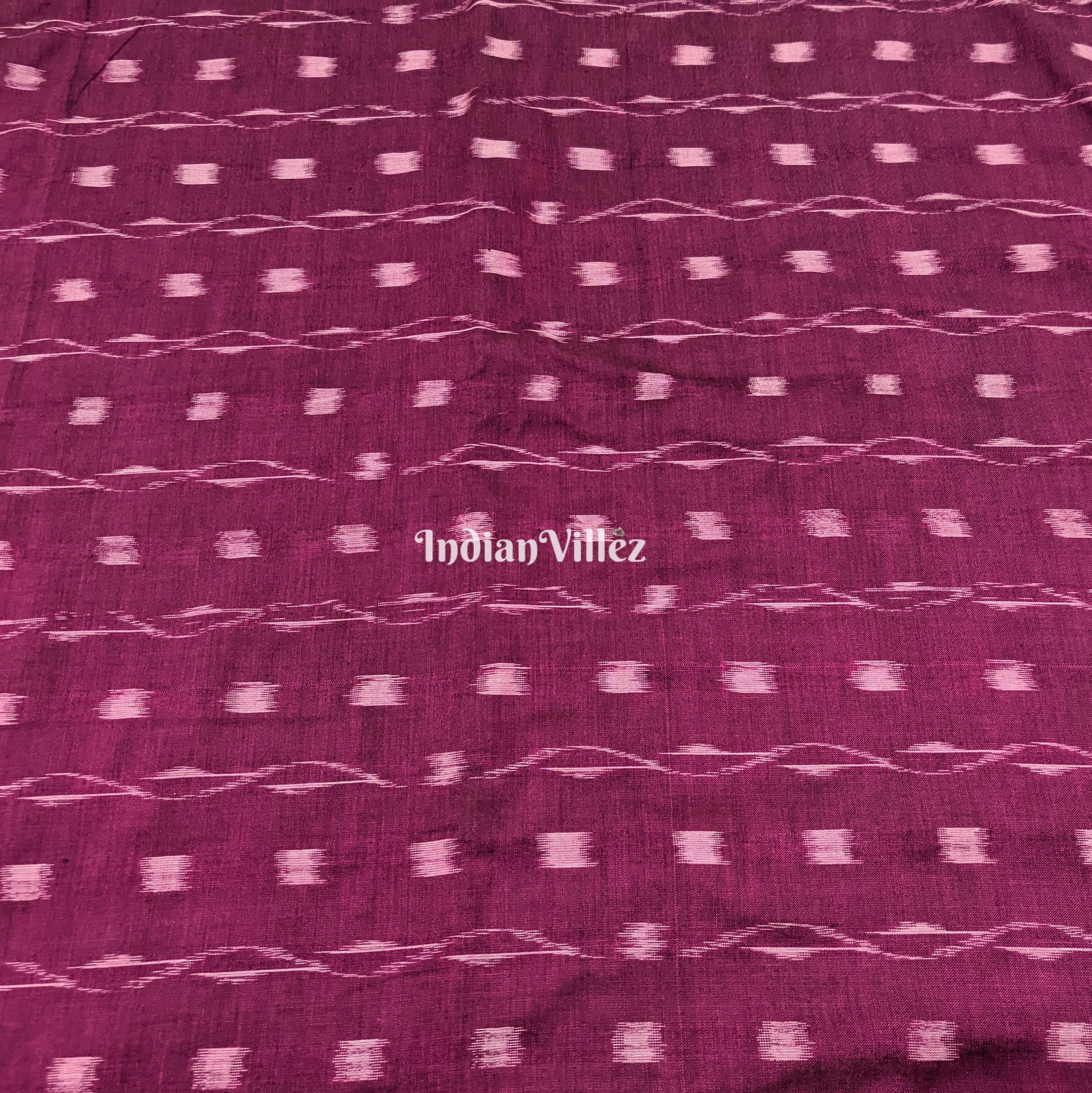 IndianVillèz Wine Tipa Design Sambalpuri Ikat Cotton Fabric - view 2