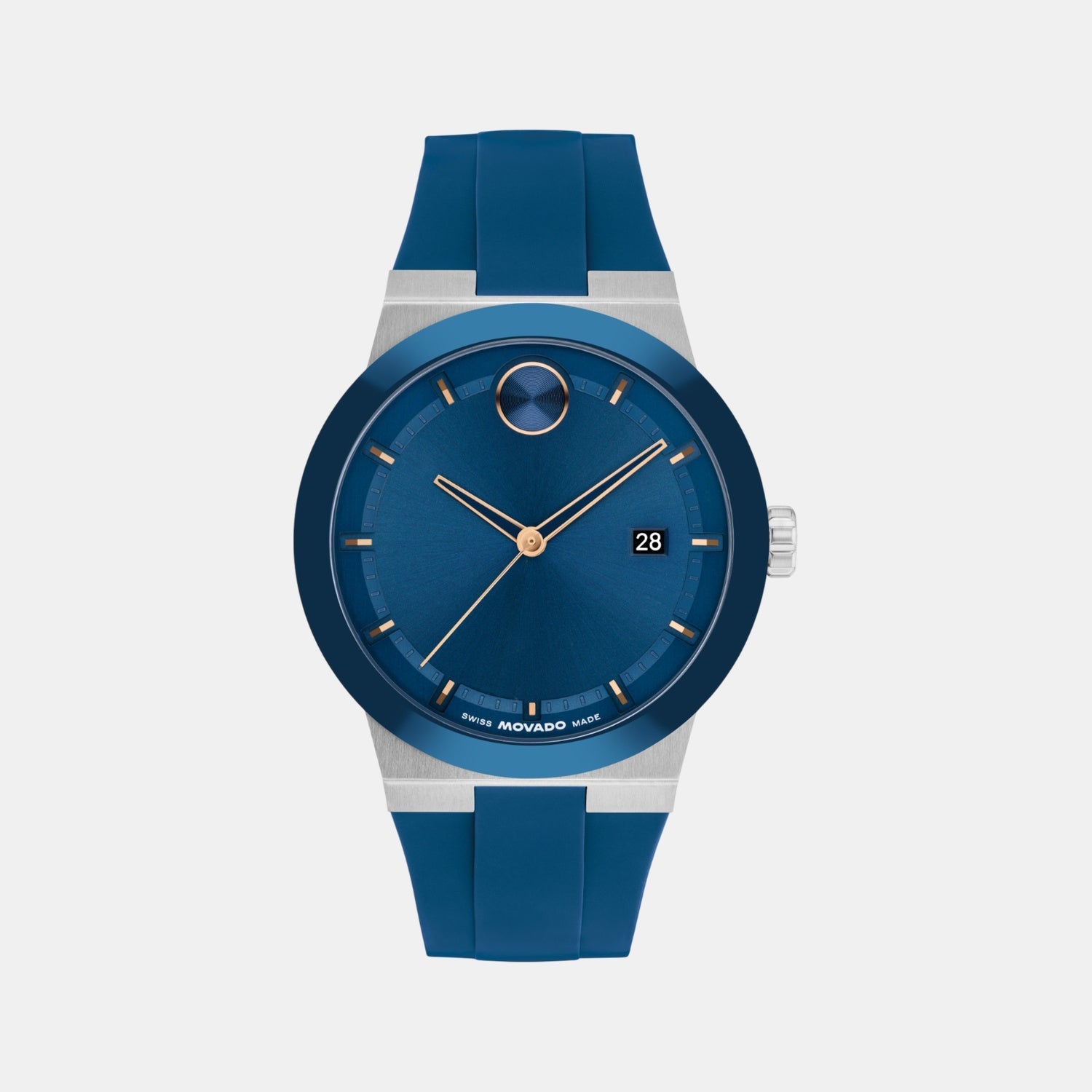 Movado Bold Men Quartz Blue Dial Analog Silicone Watch 3601193