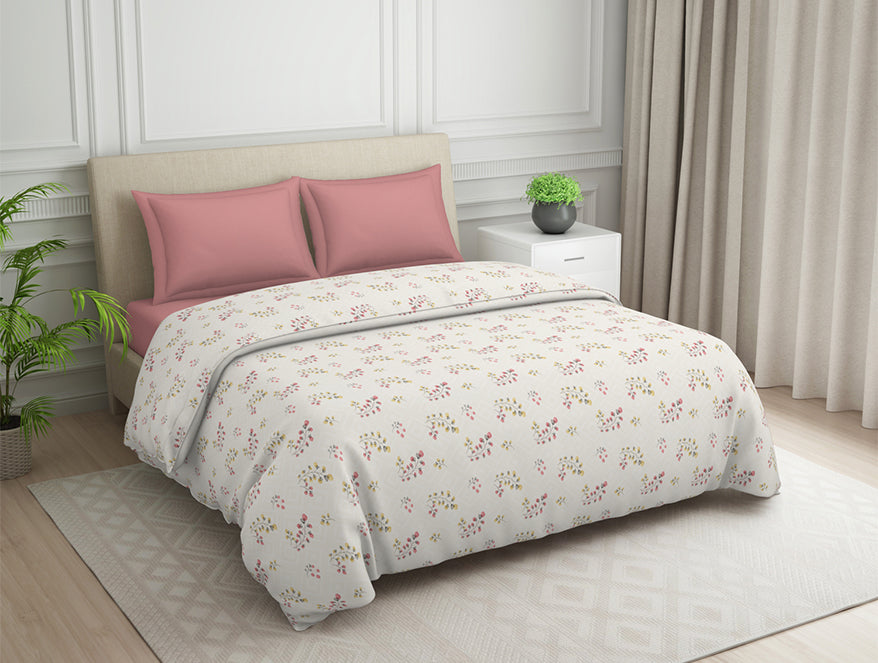 Spaces India Floral Grey Polycotton Quilt Double Harmony - By Welspun - view 2