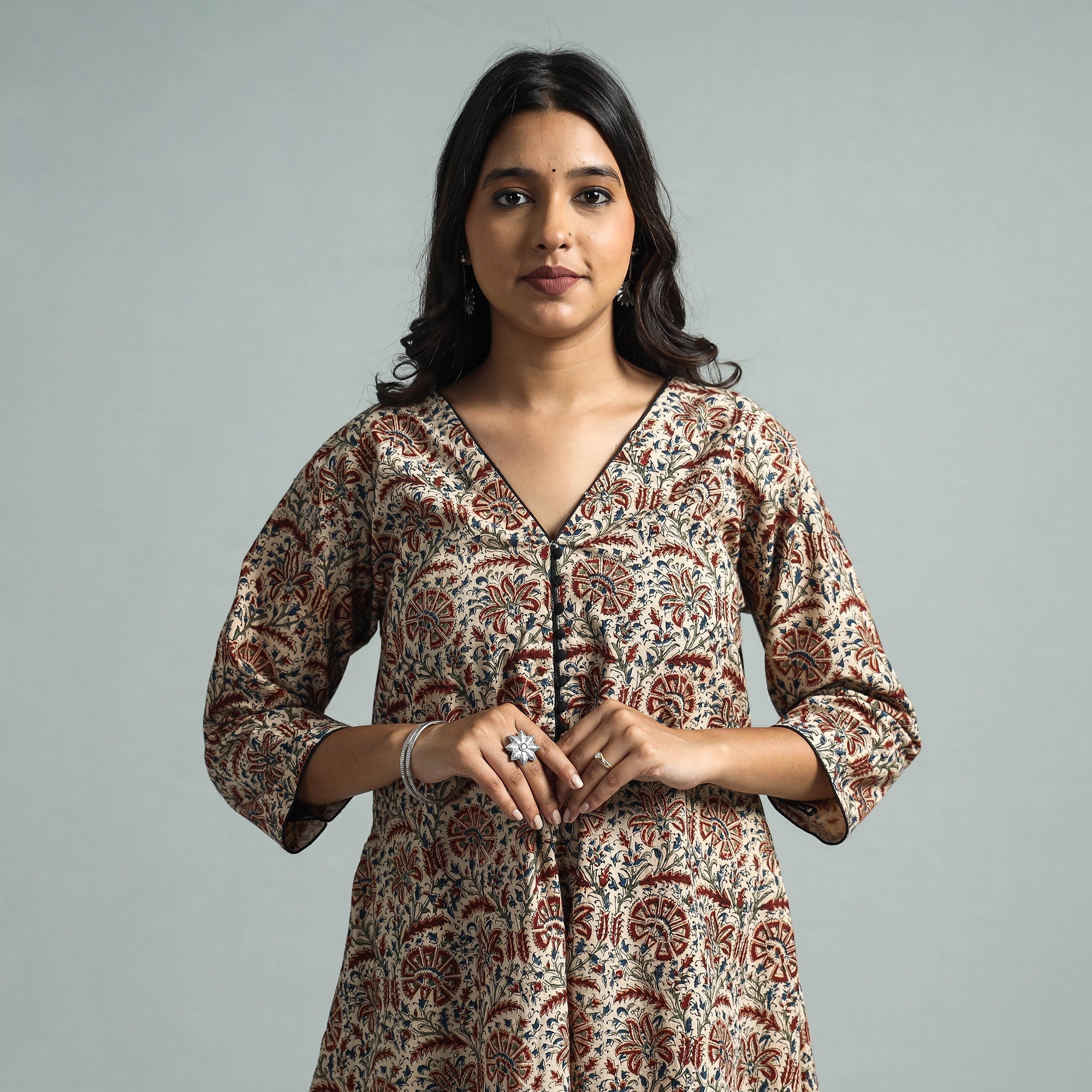 ITOKRI CASUALS Brown - Pedana Kalamkari Block Printed Cotton Kurta with Palazzo Set - view 2
