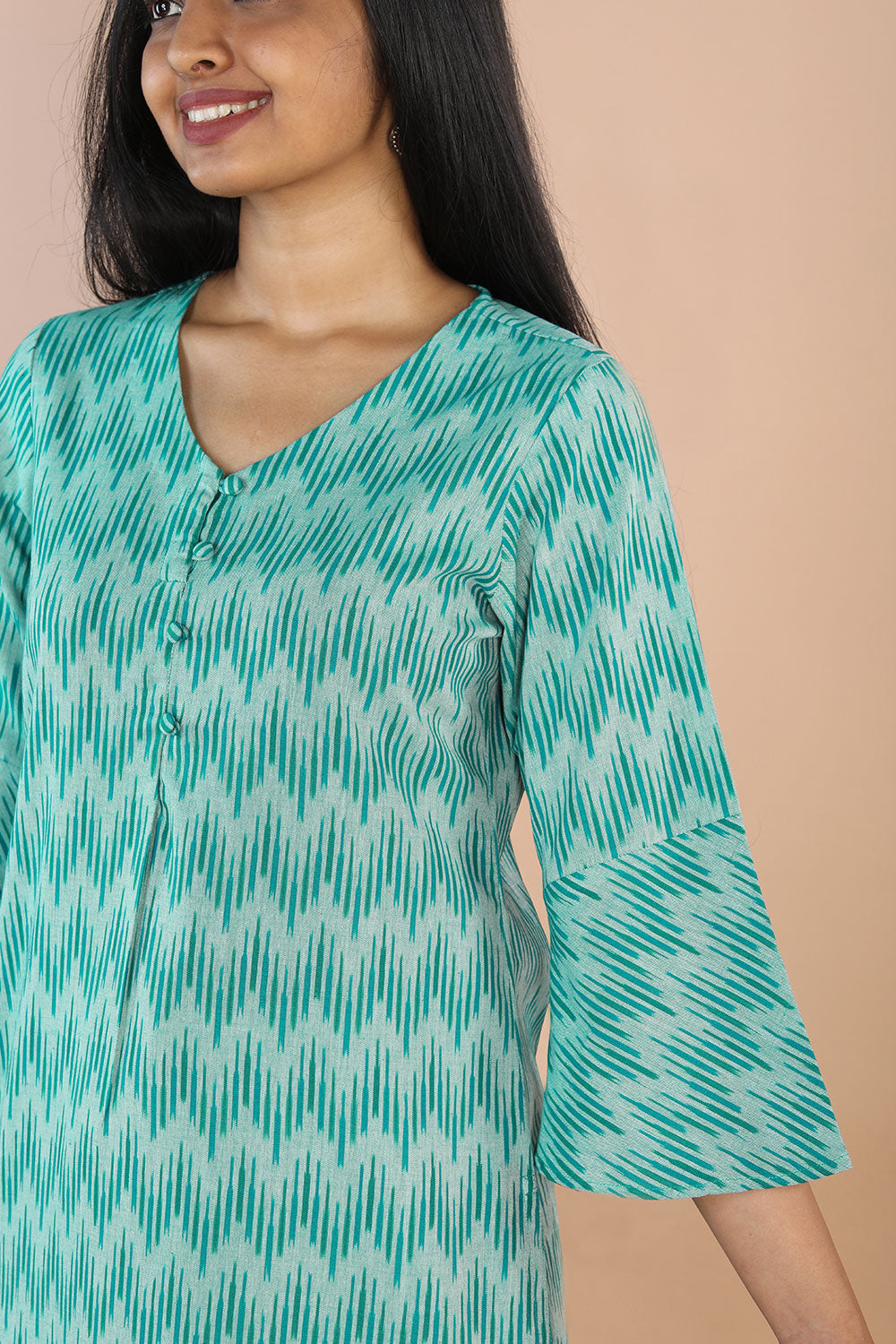 Kalanjali Ethnics Ikat straight cut kurti – Women's, Blue - view 2