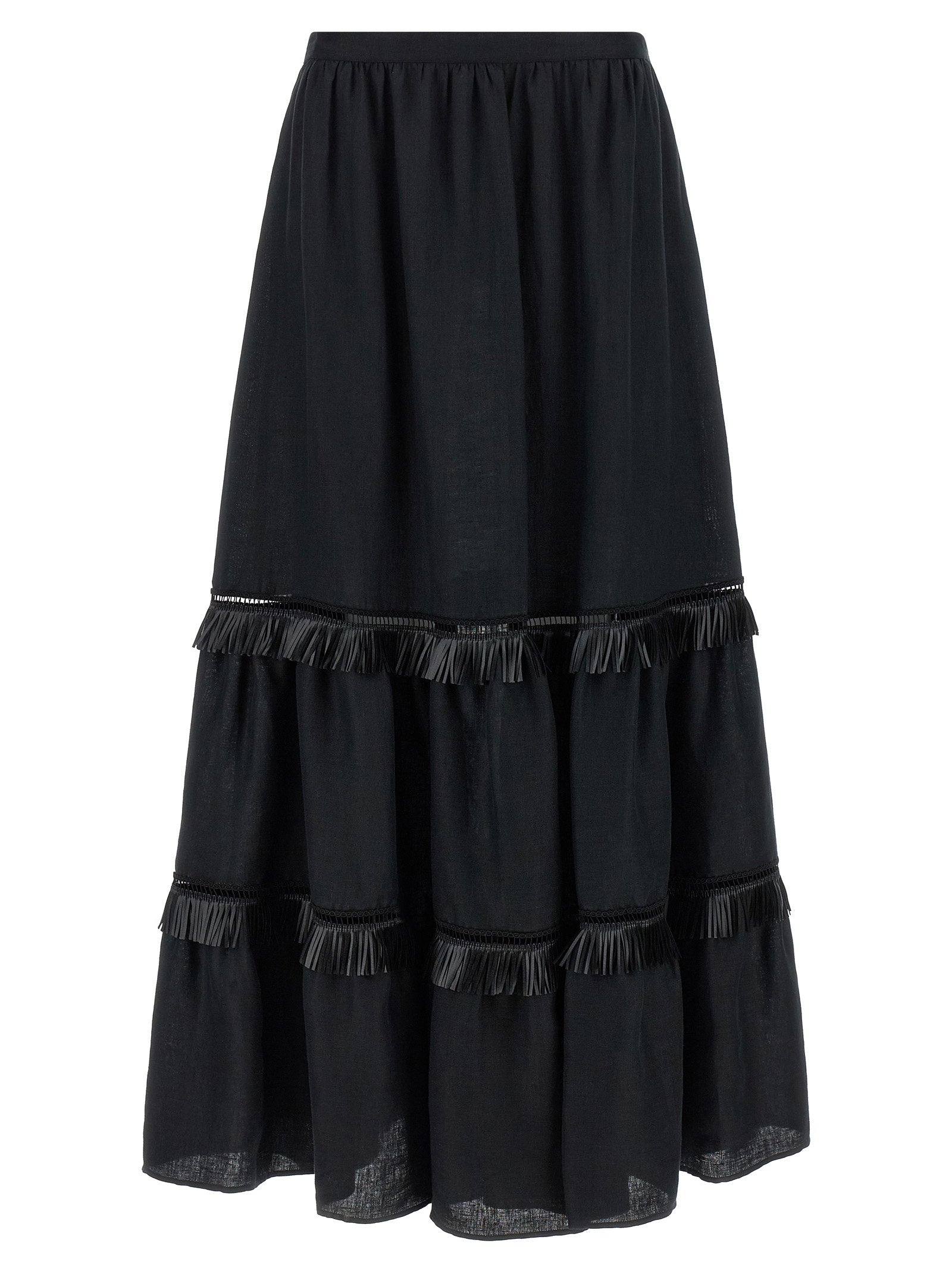 Kiton Fringed Skirt – 100% linen