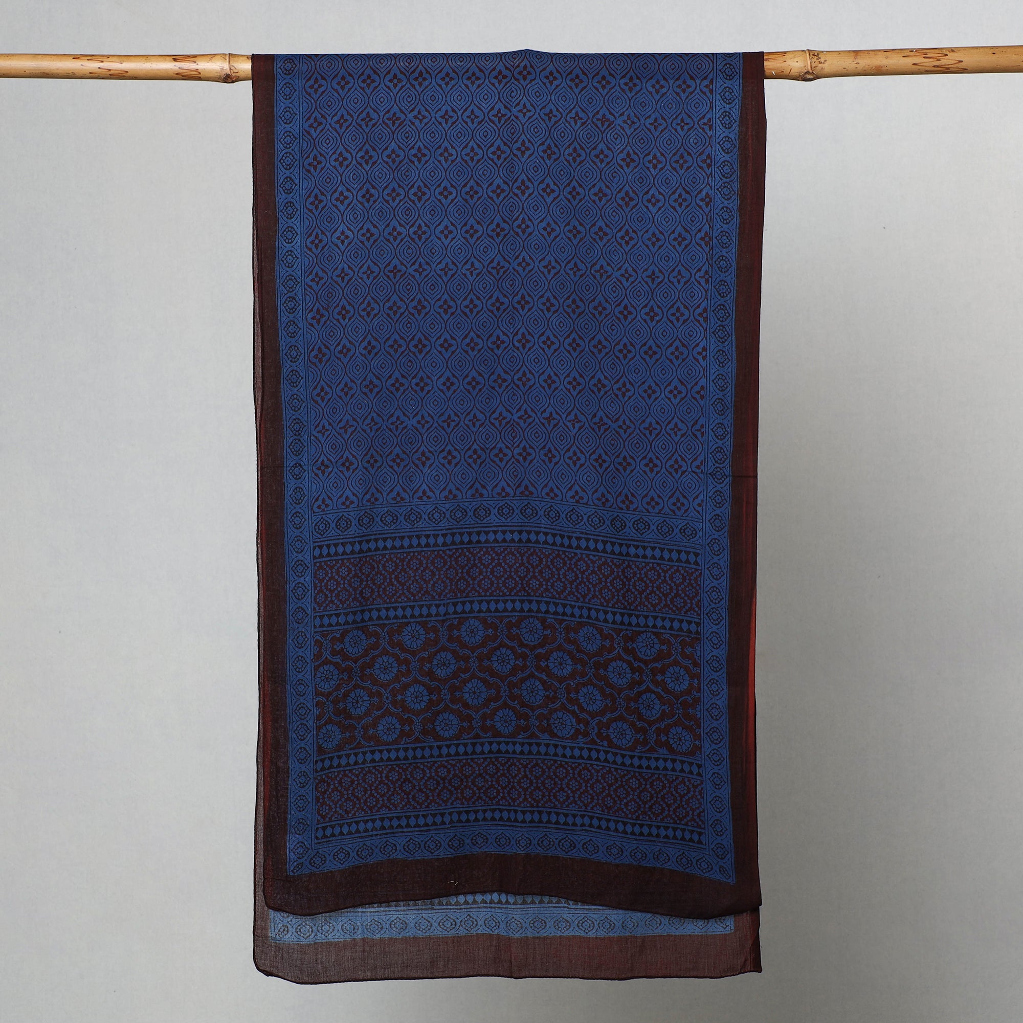 BAGH PRINTS BY MOHAMMED BILAL KHATRI Blue - Bagh Hand Block Printed Cotton Stole - view 2