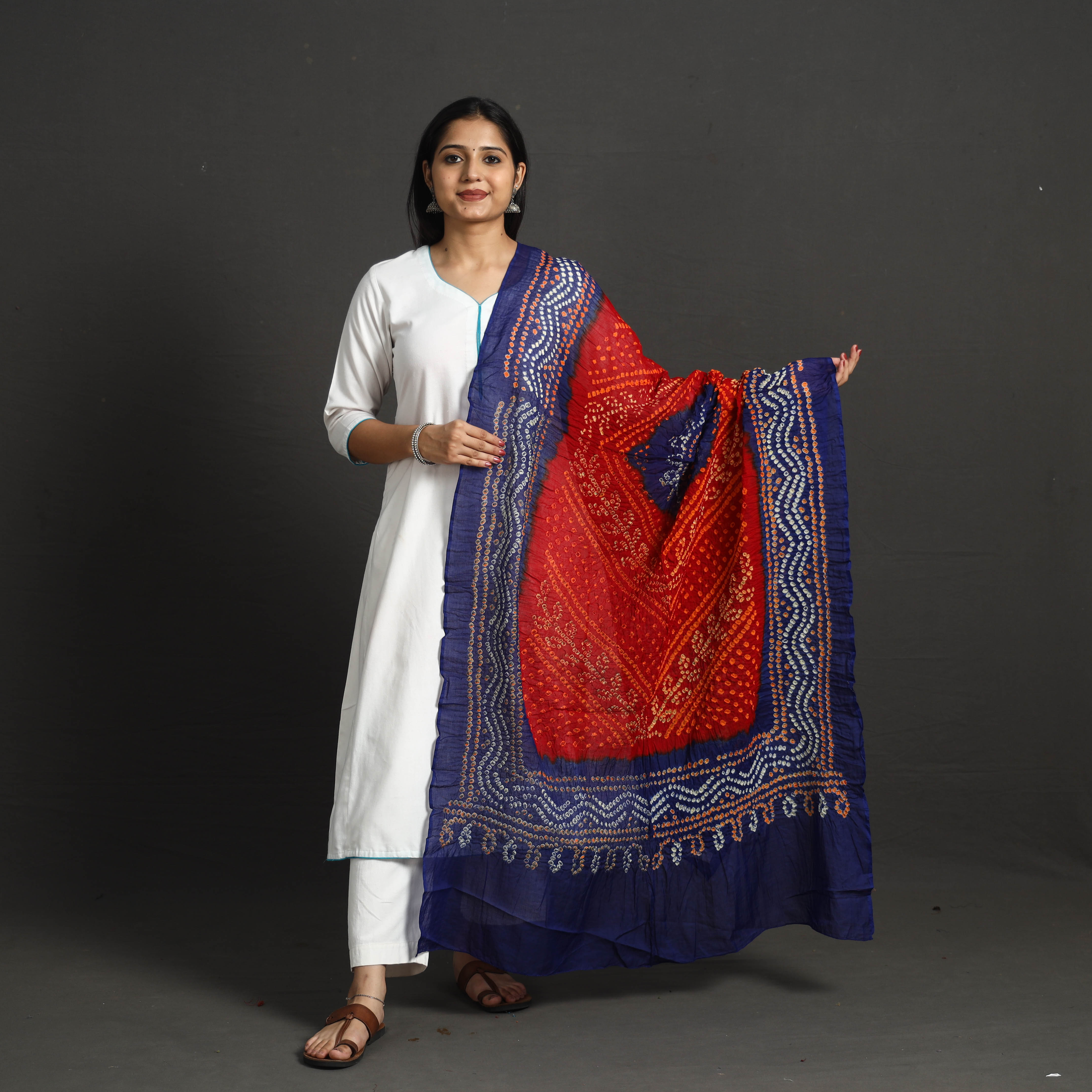 KACHCHH JI CHHAAP Kutch Tie-Dye Cotton Bandhani Dupatta 69