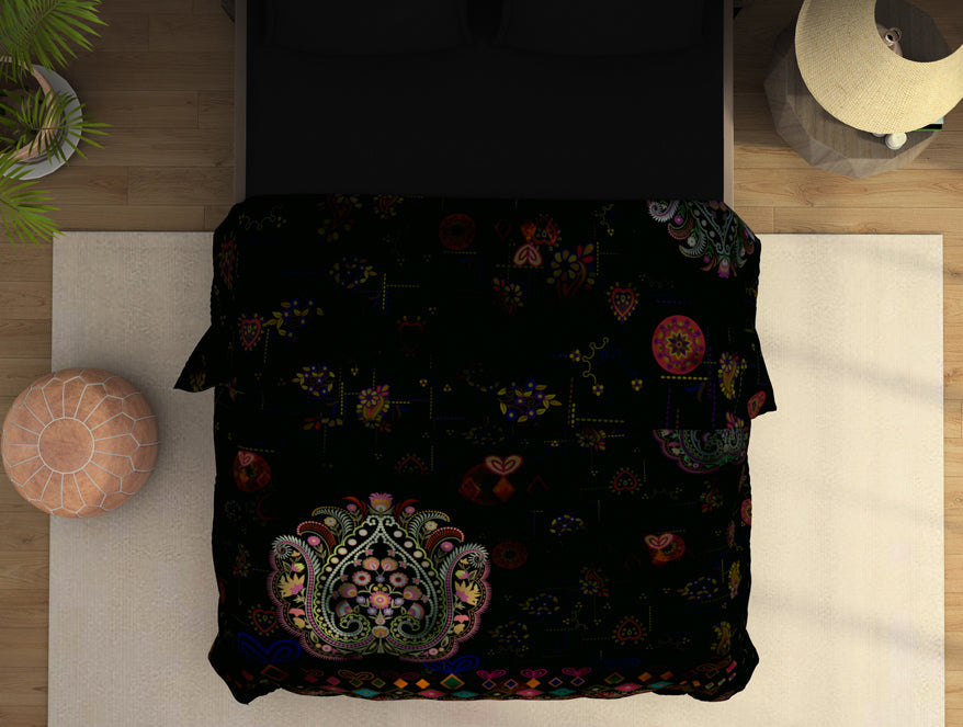 Spaces India Floral Ganache - Dark Brown Fleece Blanket - Banjara - Rangana By Spaces - view 3