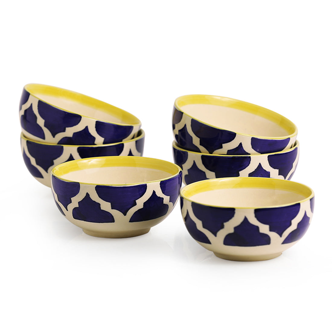 EXCLUSIVELANE 'Six Mediterranean Bowls' Handpainted Serving Bowls In Ceramic (Set Of 6) - view 3