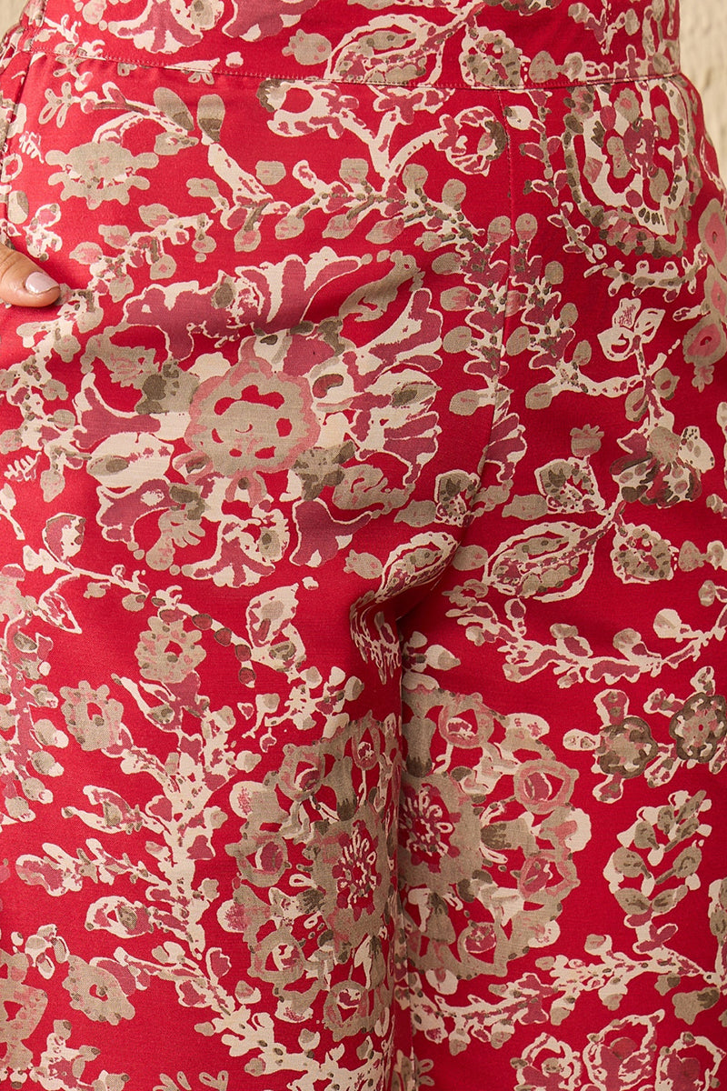 Ahika Red Rayon Blend Floral Printed Co-Ord Set VCORD1110 - view 5