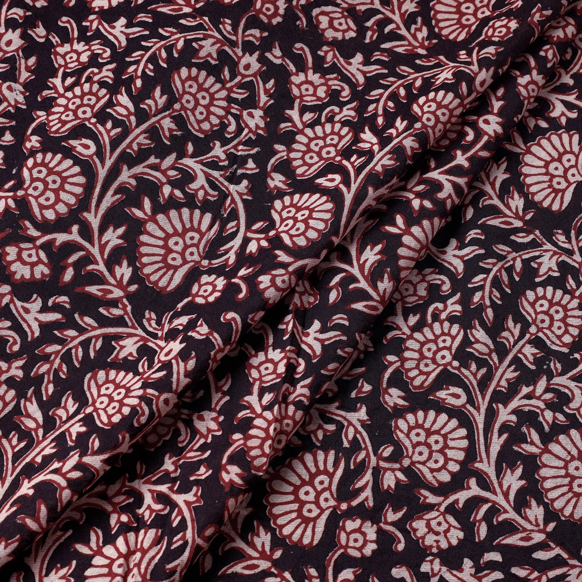 BAGH PRINTS BY UMAR FARUK KHATRI Black - Chanderi Silk Handloom Bagh Block Print Fabric - view 2