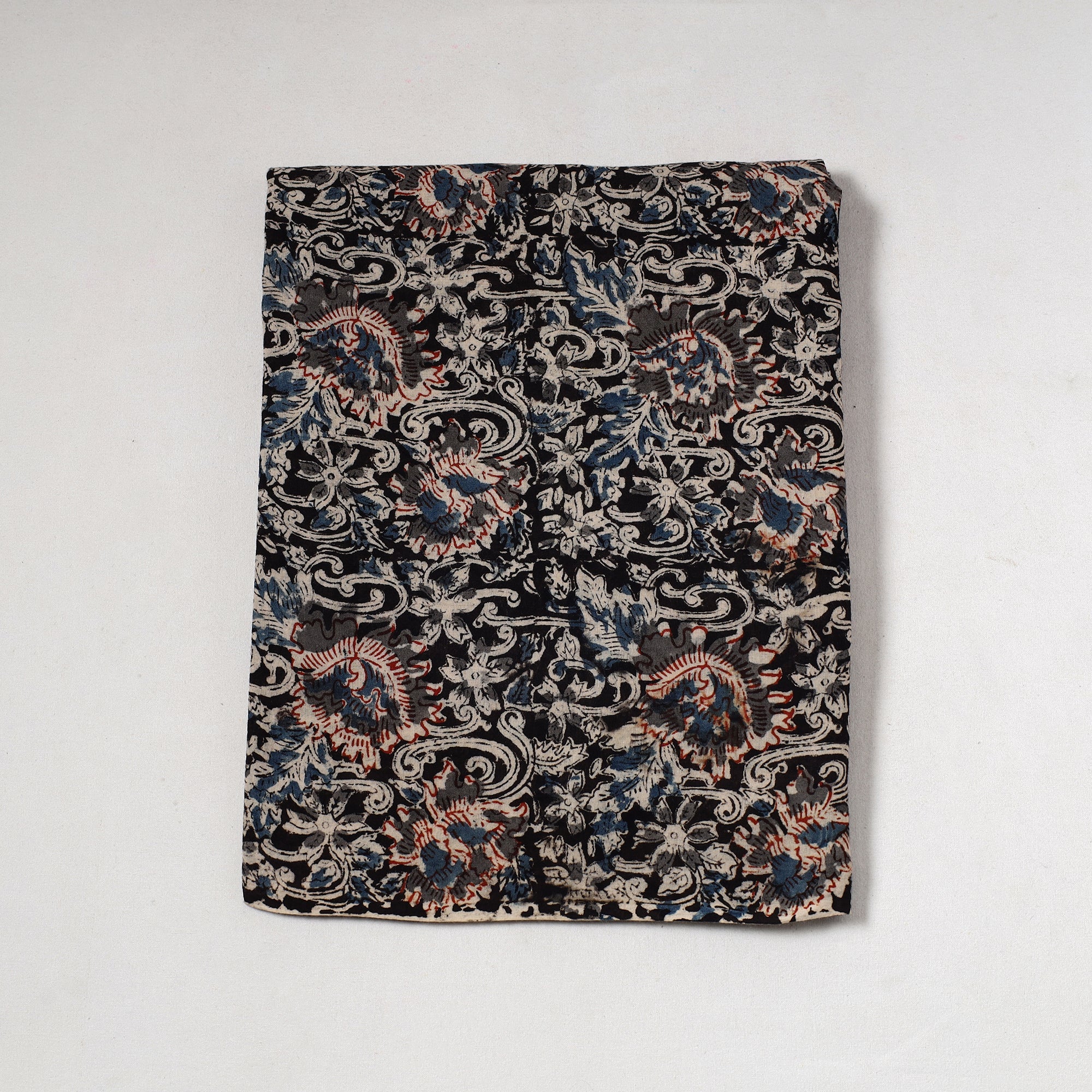 SOUTH KARGHA Black - Kalamkari Block Printed Cotton Precut Fabric (1.8 meter) 71