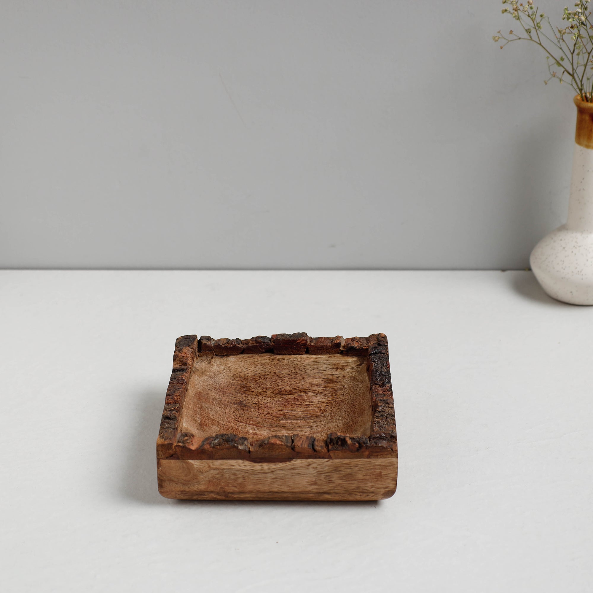 HAVELI CHRONICLES Brown - Handcrafted Mango Wooden Square Bowl (6 x 6 in) - view 2