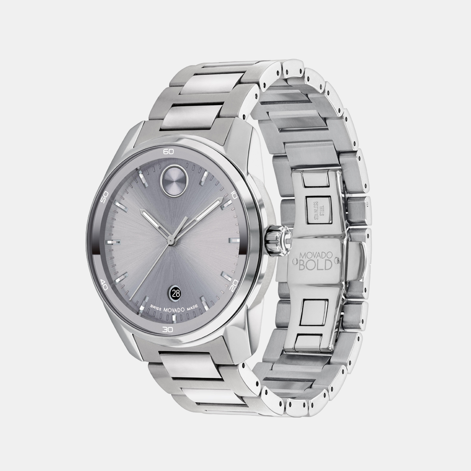 Movado Bold Men Quartz Grey Dial Analog Stainless Steel Watch 3601204 - view 2