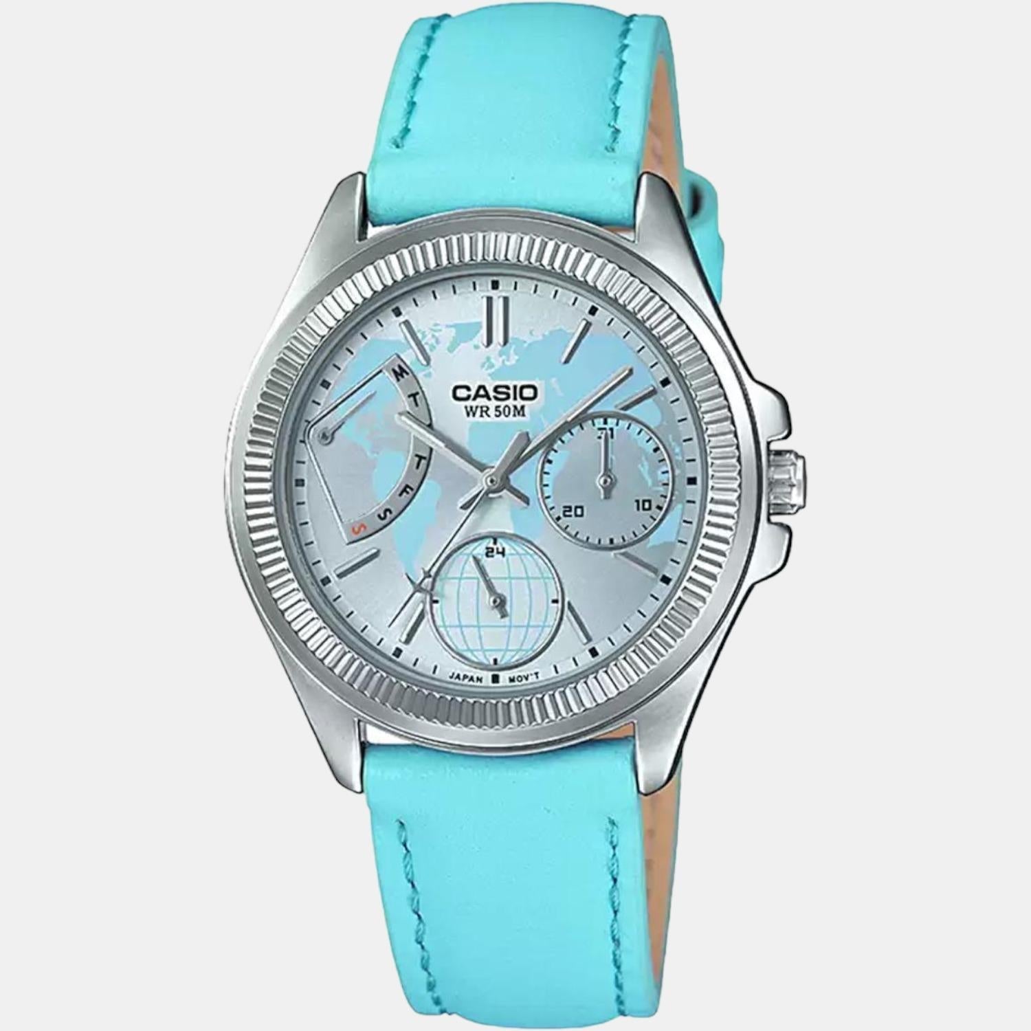 Casio Enticer Women Quartz Blue Dial Chronograph Leather Watch A1579 - view 2