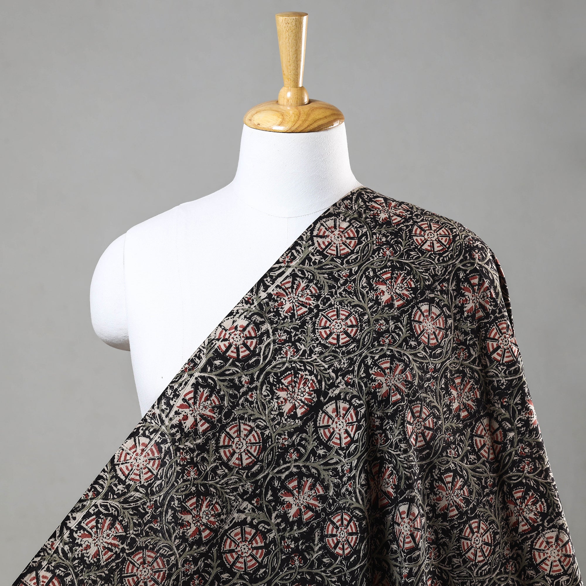 SOUTH KARGHA Black - Kalamkari Block Printed Cotton Fabric