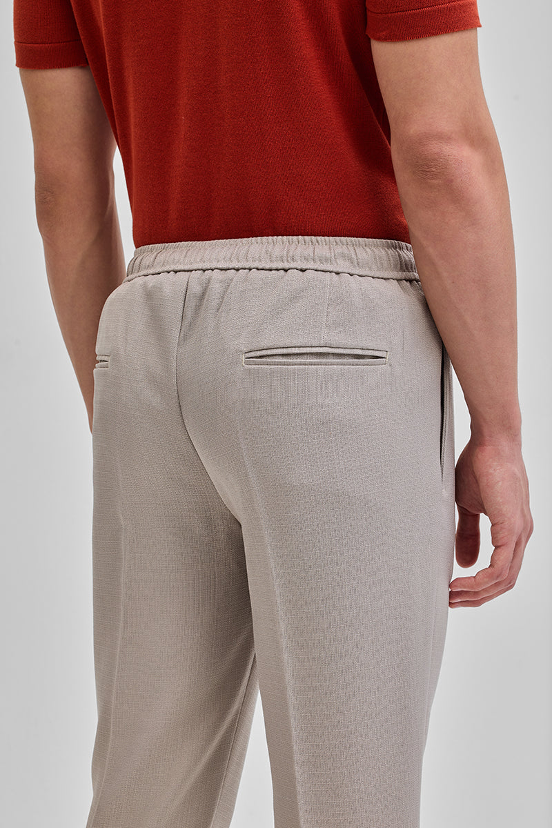 SNITCH Beige Textured Relaxed Fit Trousers - view 5