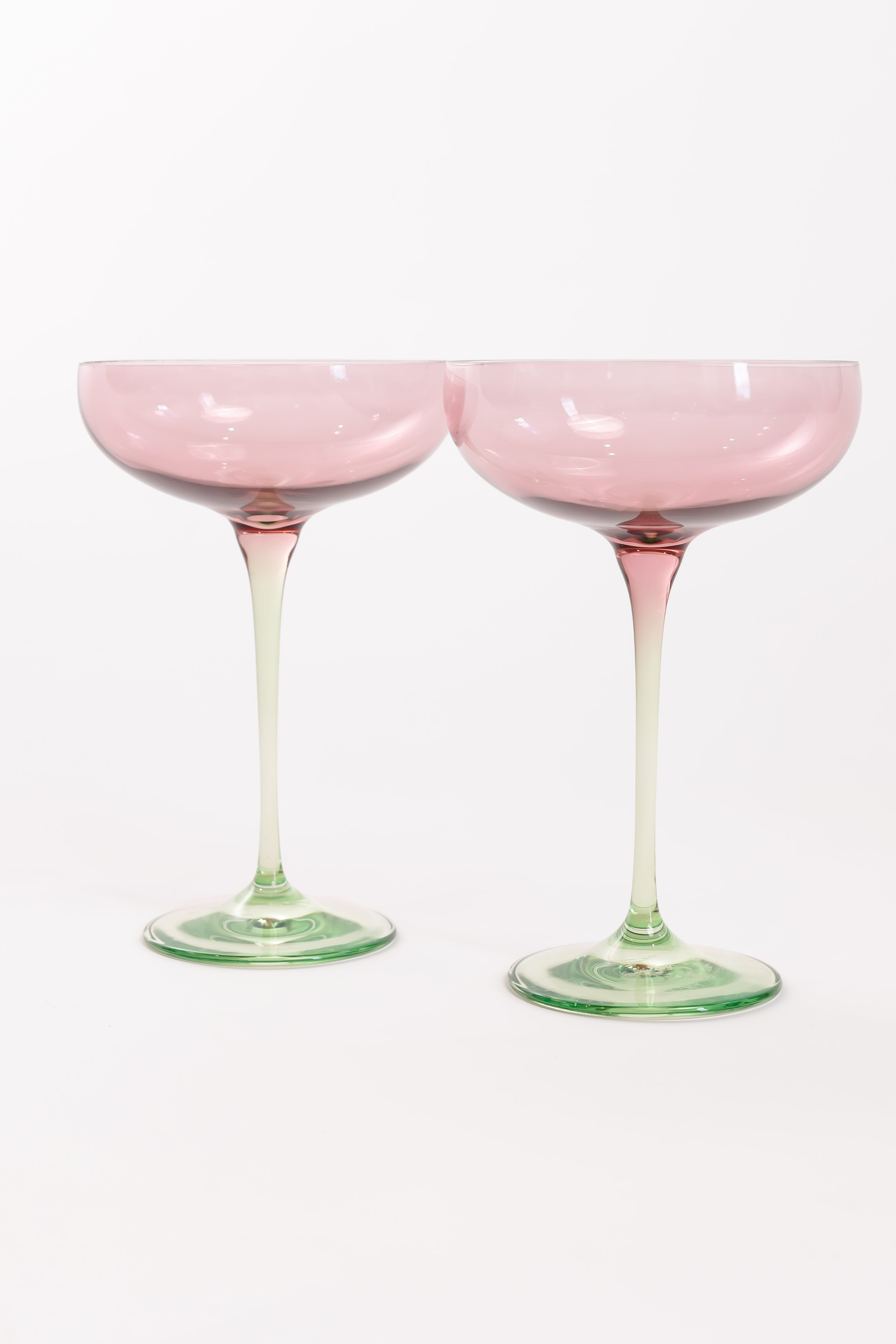 Estelle Colored Glass Estelle Colored Champagne Coupe - Set of 2 {Colorblock: Rose + Mint Green}