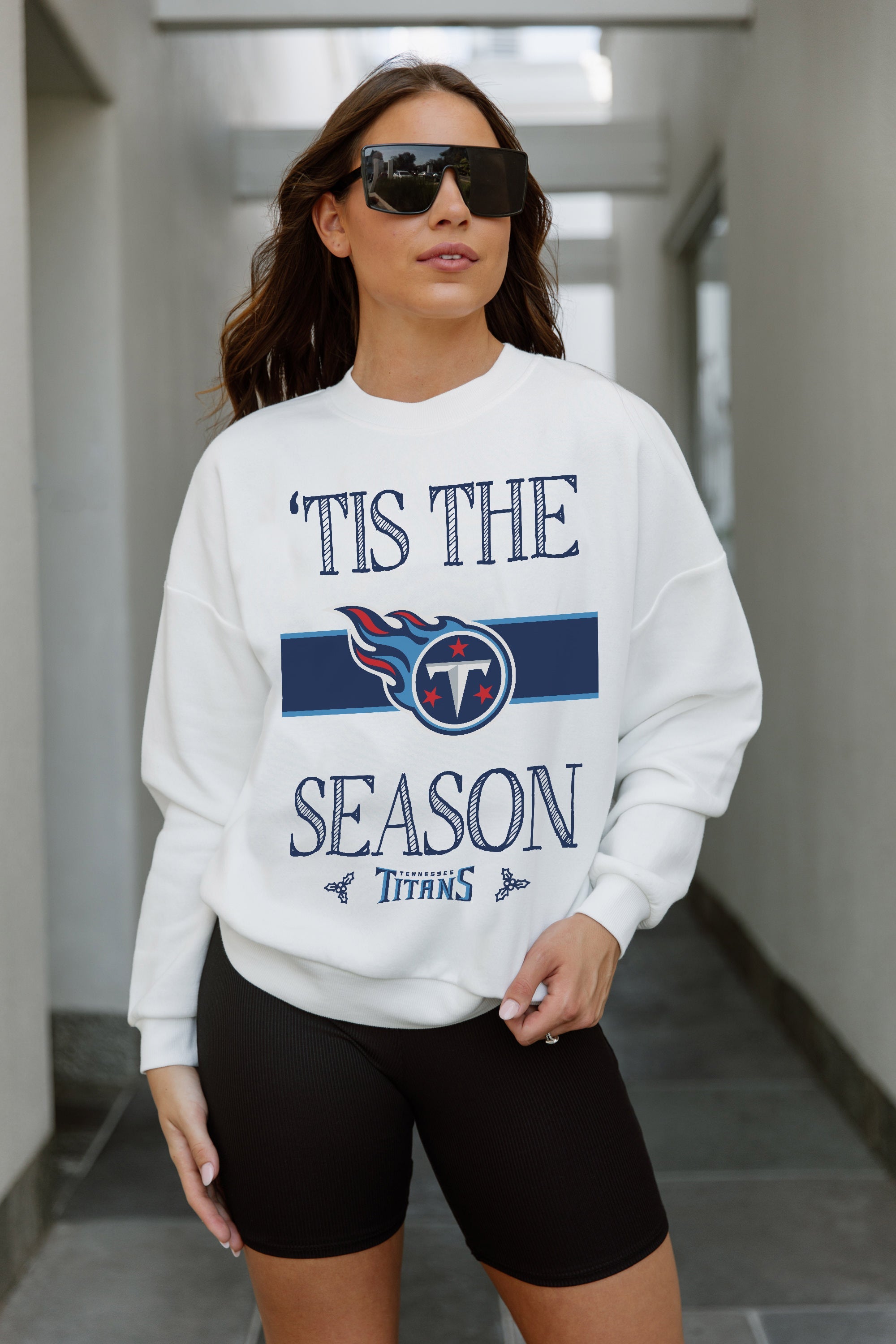 GC X NFL Tennessee Titans Touchdown Tidings Drop Shoulder Crewneck Sweatshirt - view 5