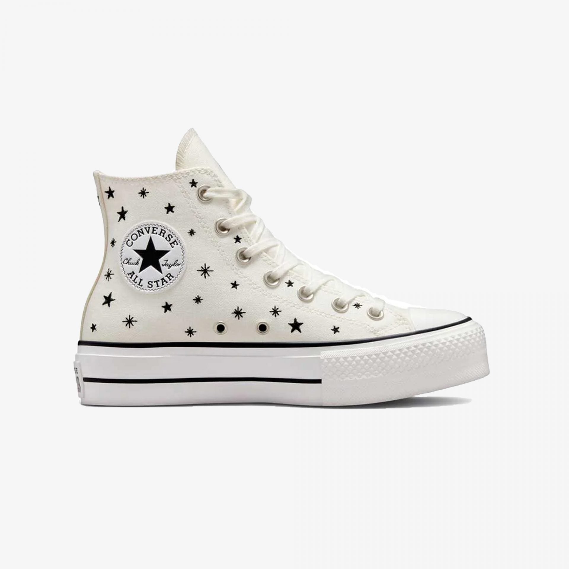 Converse | CHUCK TAYLOR ALL STAR LIFT PLATFORM EMBROIDERED STARS { EGRET/BLACK/MOONSTONE VIOLET - view 4