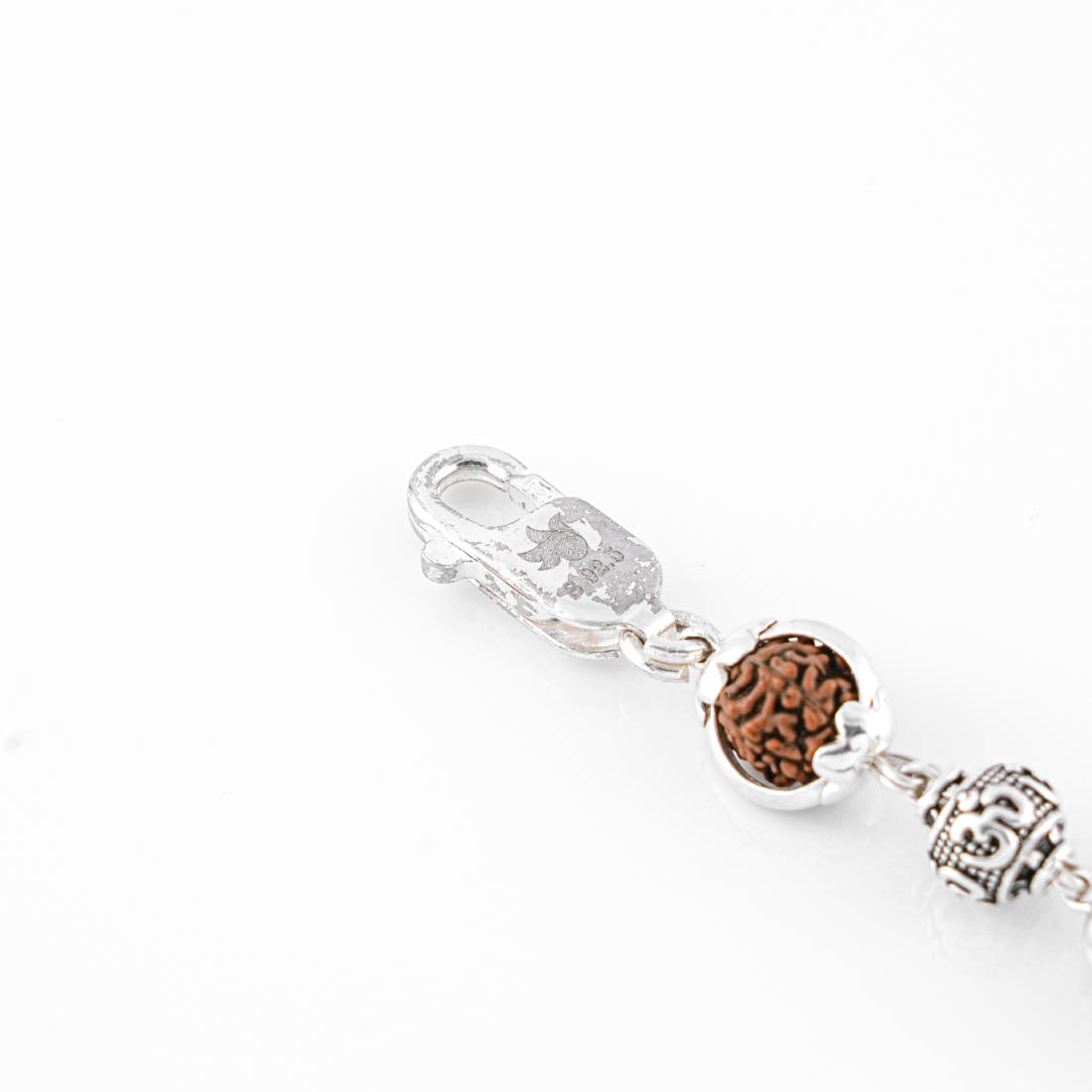 Prinjal Jewellers Rudraksha Silver Om Beads Capping Bracelet - view 5