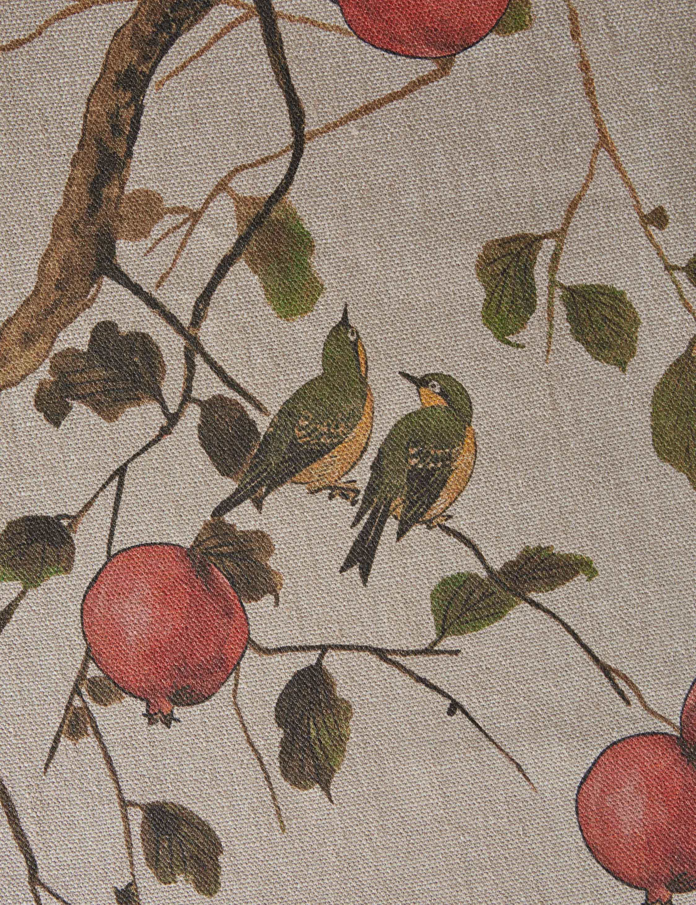 Lulu and Georgia Pomegranate Birds Flax Linen Fabric by Nathan Turner - view 2