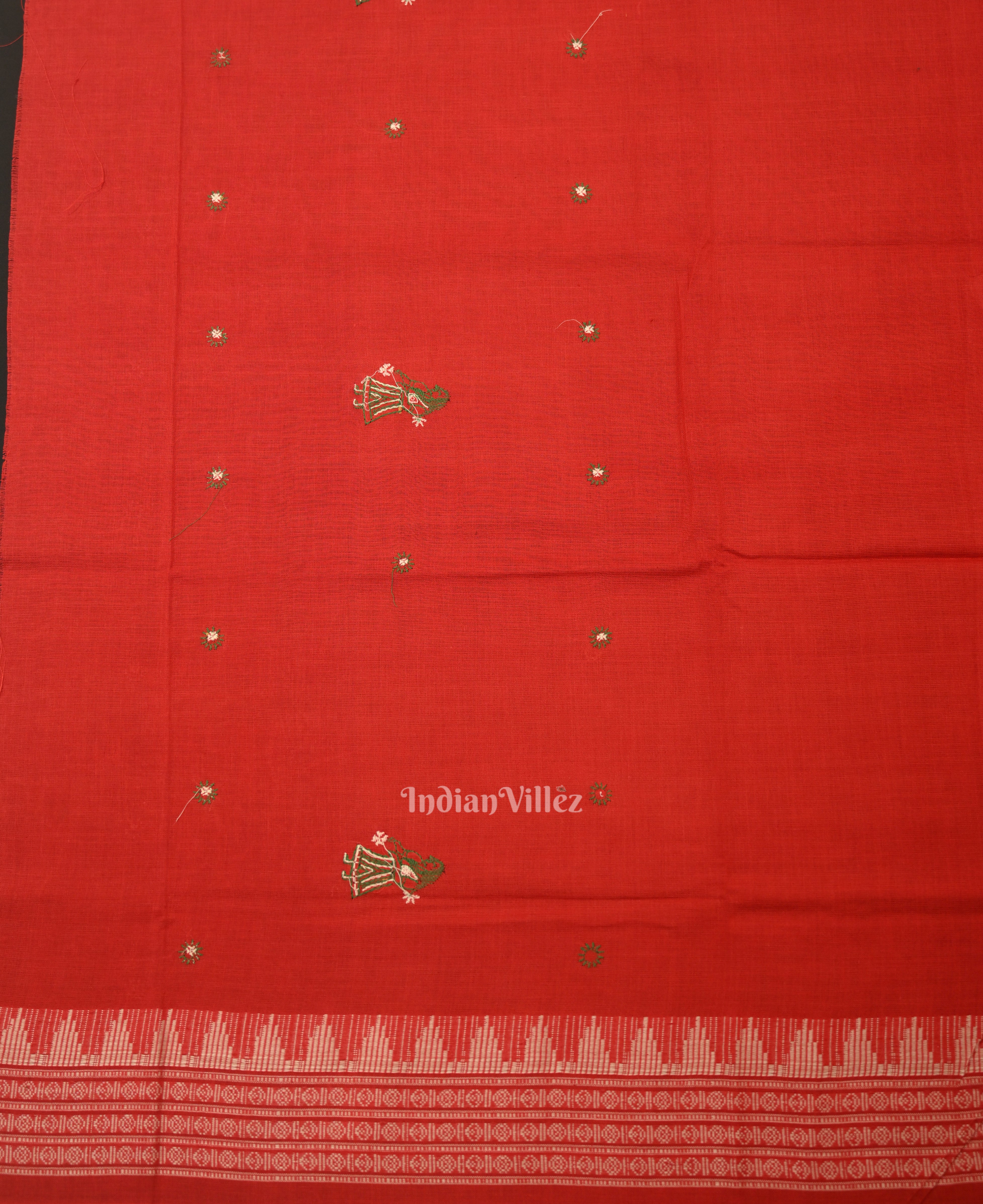 IndianVillèz Green with Red Doll Odisha Ikat Sambalpuri Dress Material & Dupatta - view 6