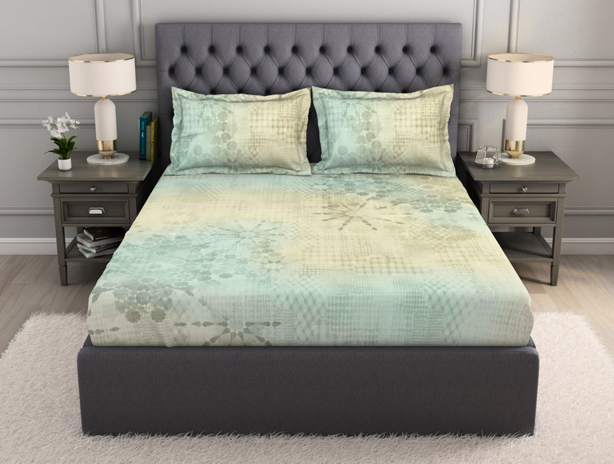 Spaces India Ornate Taupe 100% Cotton King Size Bedsheet Organic Cotton - By Spaces