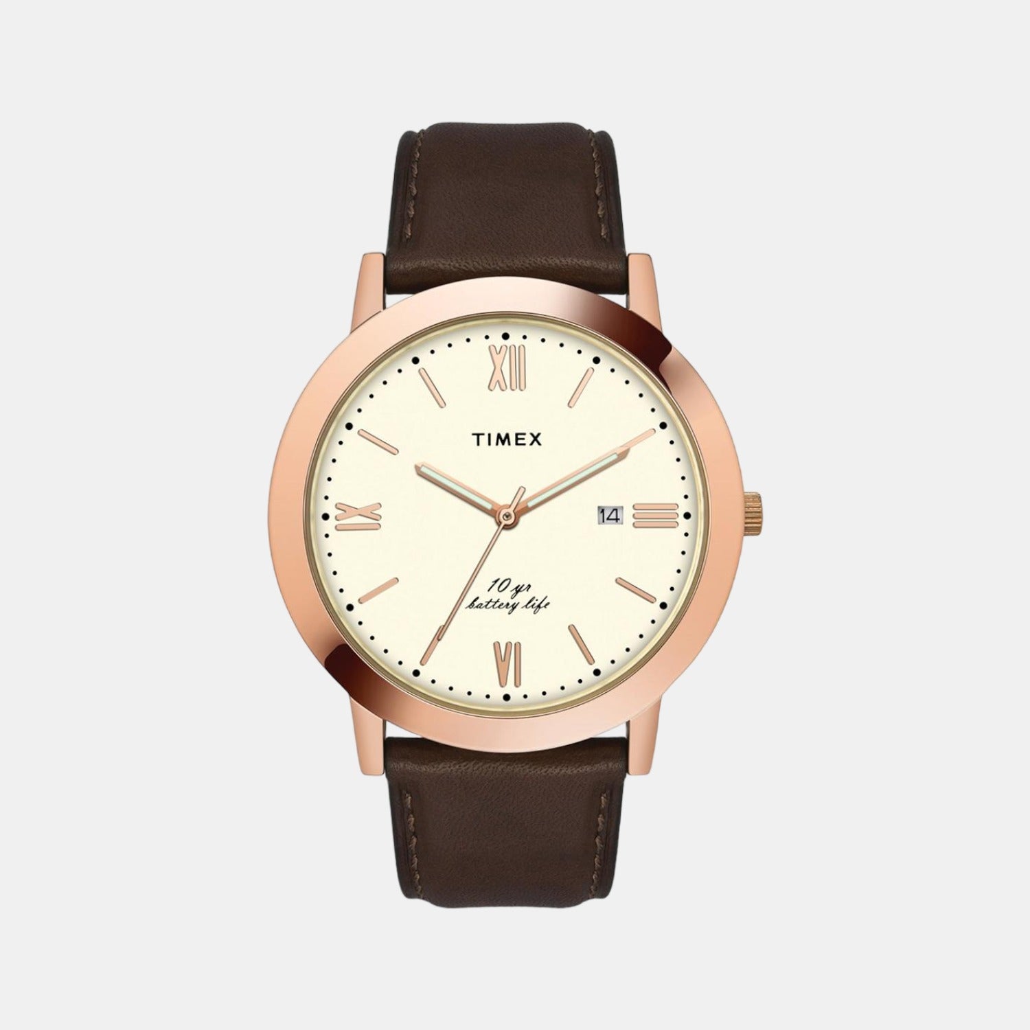 Timex Empera Men Quartz White Dial Analog Leather Watch TWEG17807