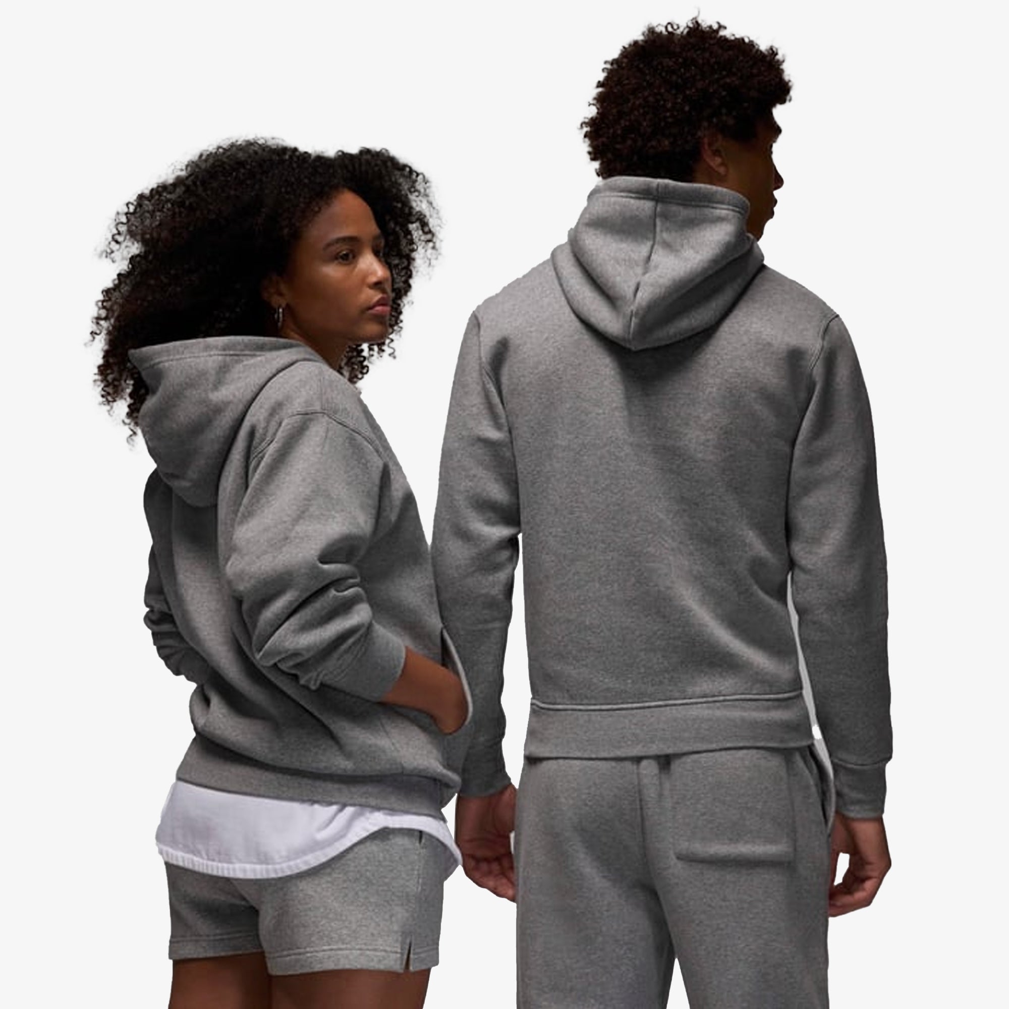 Jordan | Brooklyn Fleece Pullover Hoodie { Carbon Heather/white - view 2