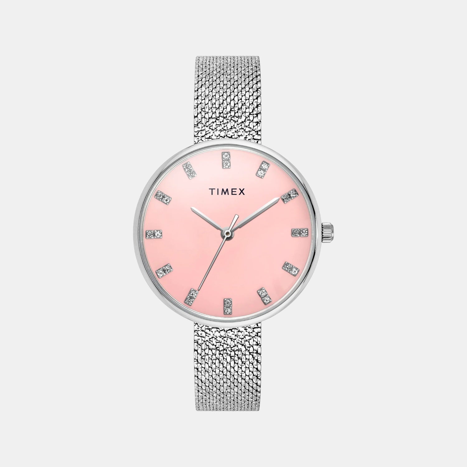 Timex Fashion Women Quartz Pink Dial Analog Stainless Steel Watch TWEL21500