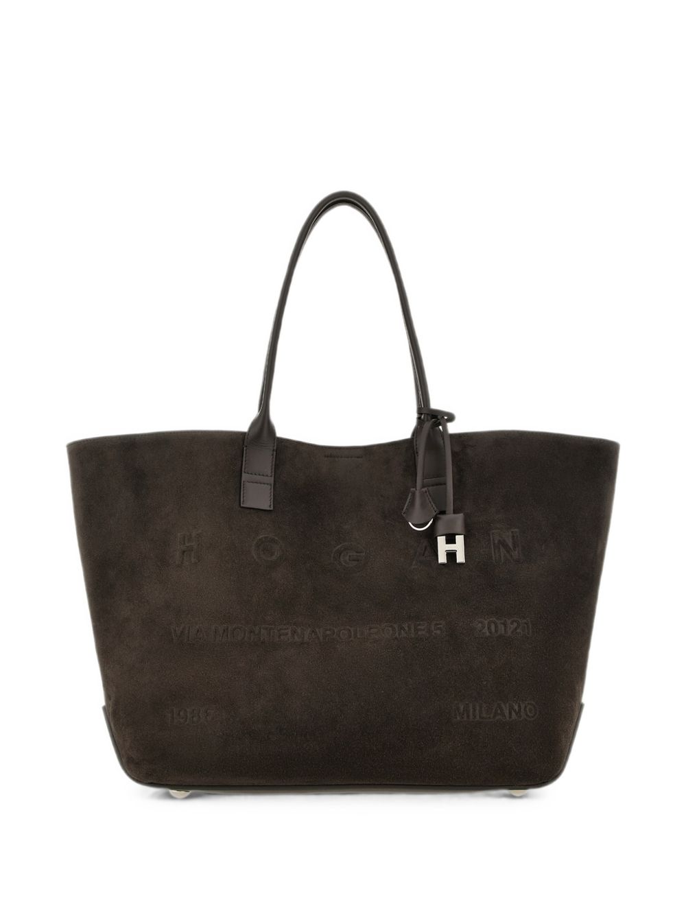 Hogan Address Medium Leather Tote – Outer: Calf Suede 100%