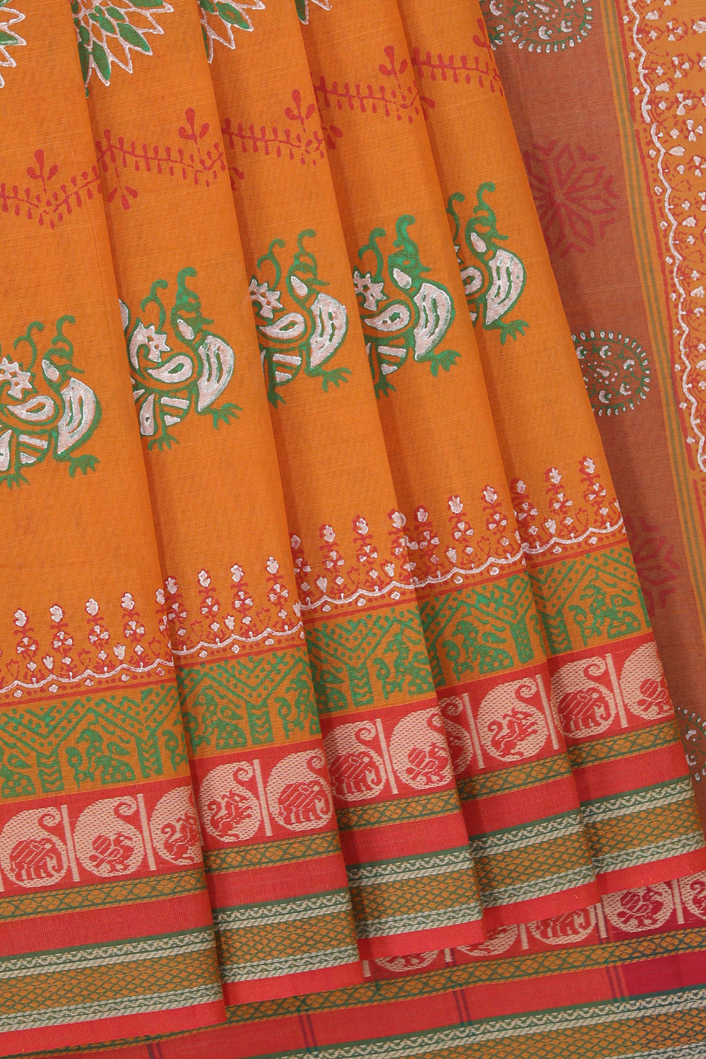 Kalanjali Ethnics Hand block printed cotton saree
