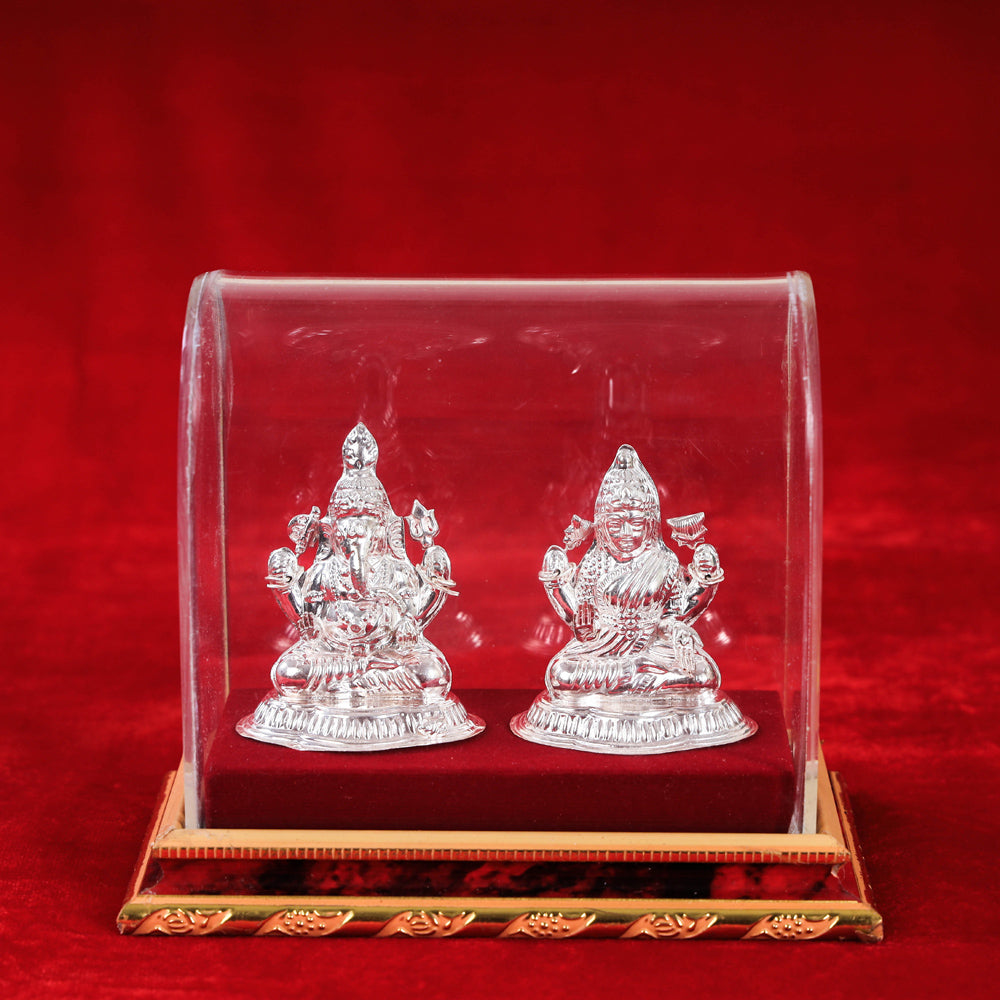 ITOKRI CRAFTS INITIATIVE (3 in) Silver Lakshmi and Ganesh Idol (Medium) (70 Grams) - view 2