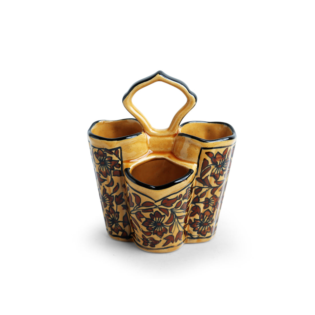 EXCLUSIVELANE 'Mughal Floral' Hand-painted Ceramic Cutlery & Stationery Holder - view 2