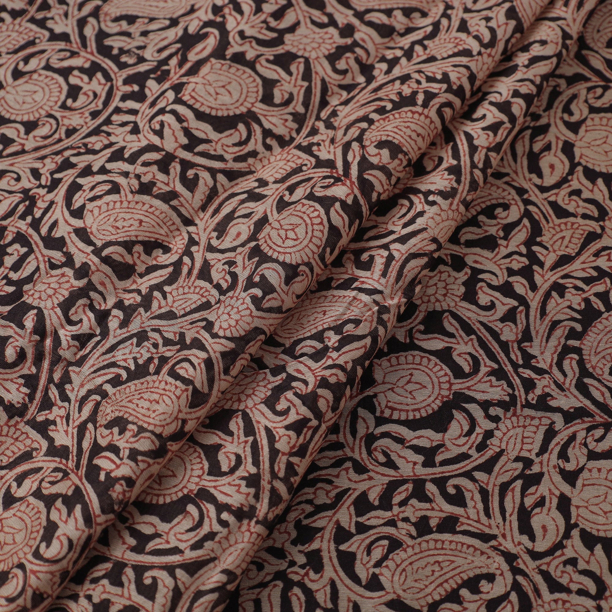 PITCHUKA SRINIVAS KALAMKARI PEDANA Beige - Pedana Block Printed Silk Kalamkari Fabric 08 - view 2