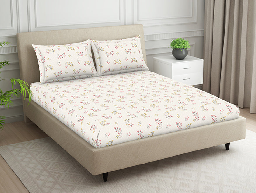 Spaces India Floral Grey Polycotton Bedsheets Double Harmony - By Welspun - view 2