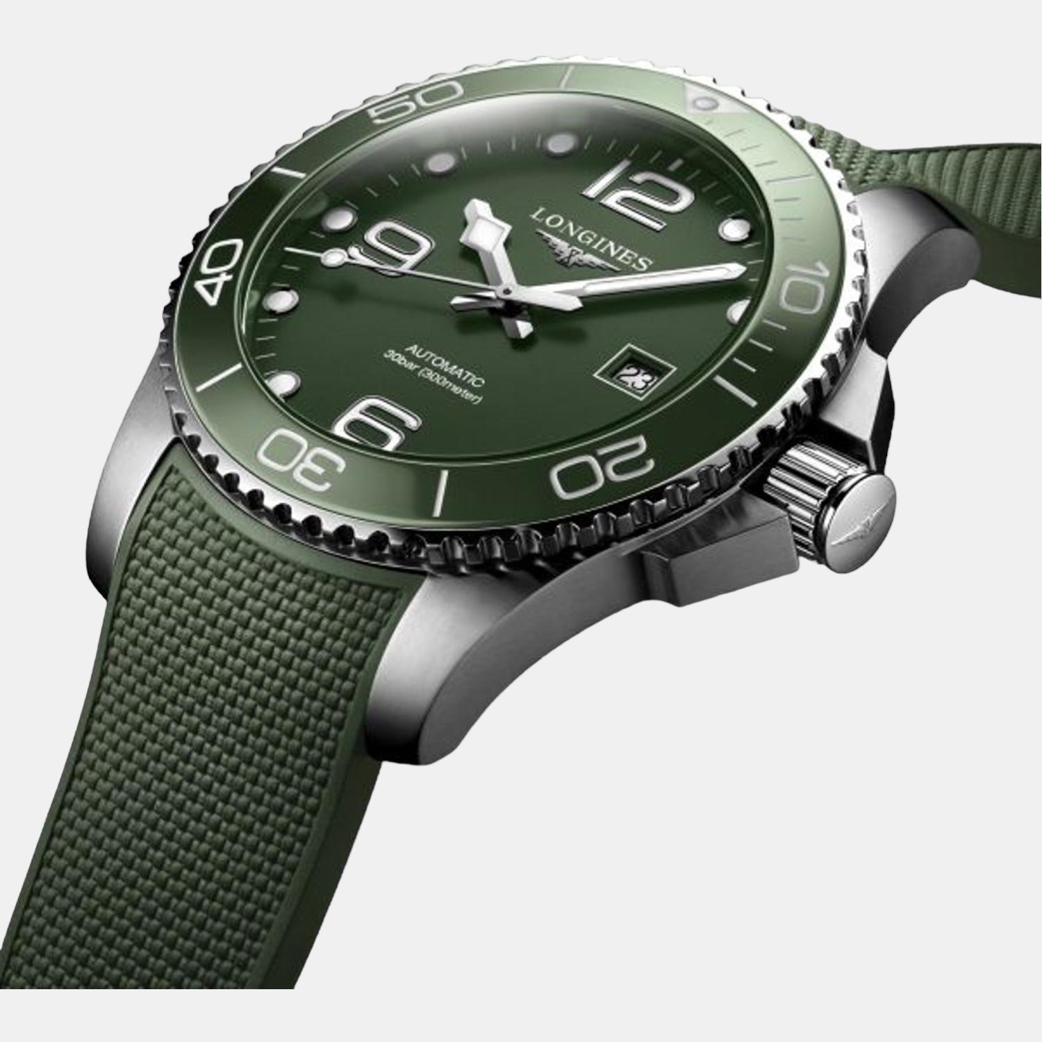 Longines Hydroconquest Men Automatic Green Dial Analog Silicone Watch L37824069 - view 2