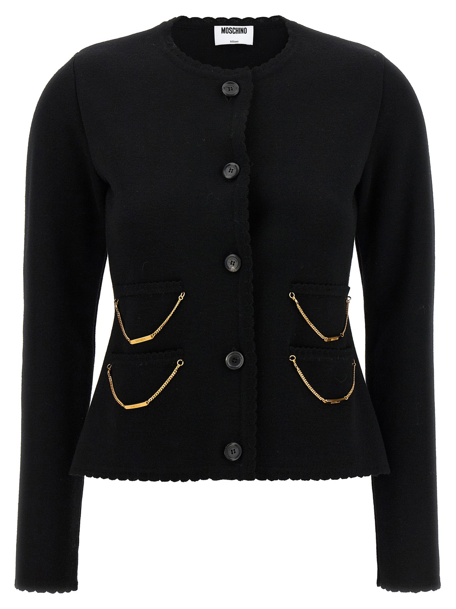 Moschino Chain Cardigan – 100% virgin wool