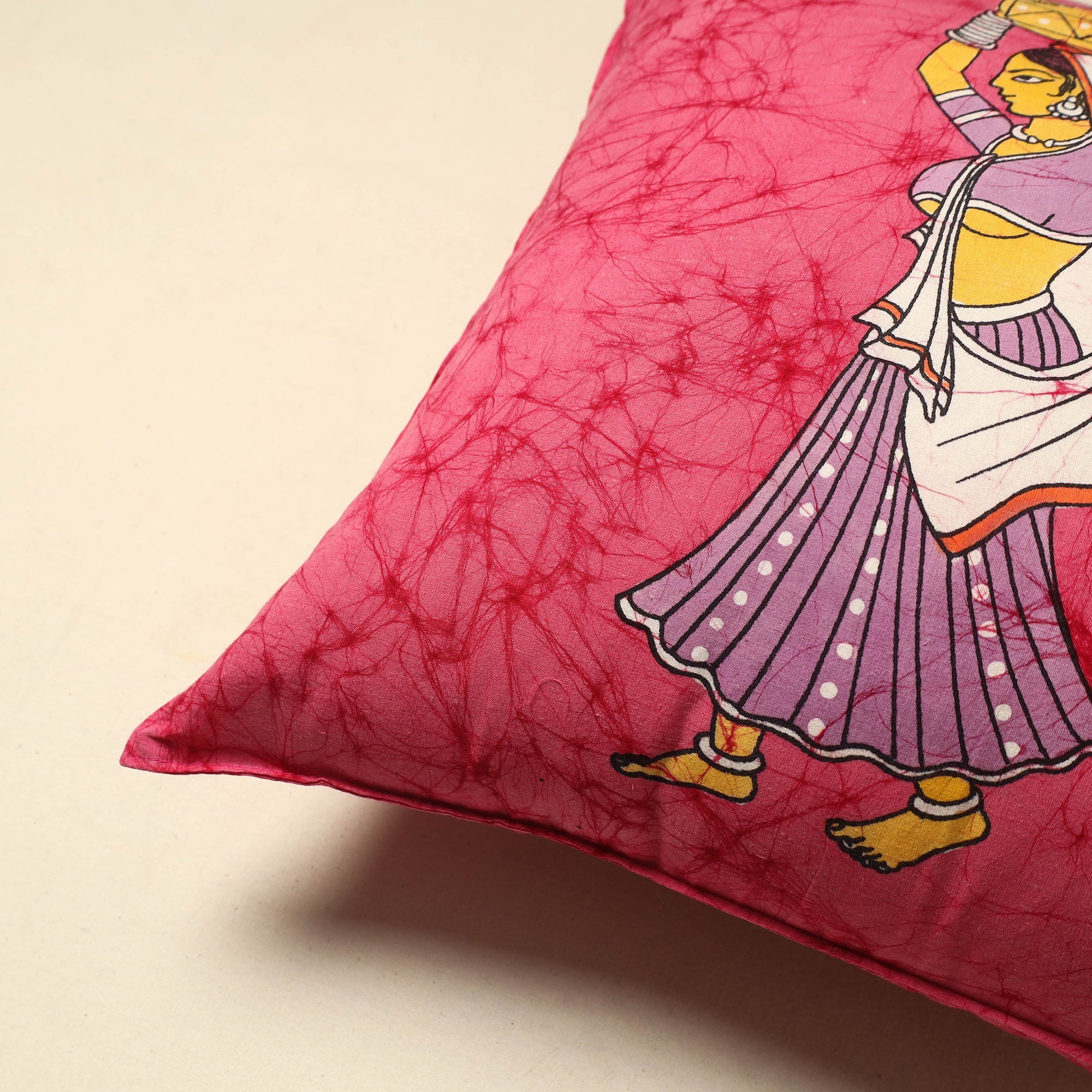 KACHCHH JI CHHAAP Pink - Pure Cotton Hand Batik Cushion Cover (18 x 18 in) 67 - view 2