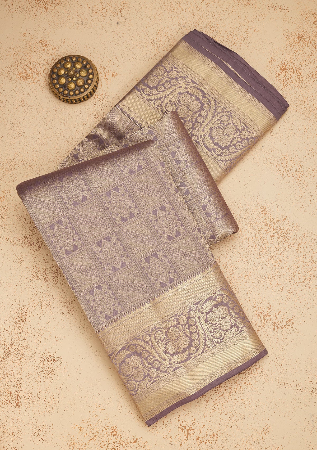 Koskii Mauve Zariwork Pure Silk Saree – Women's