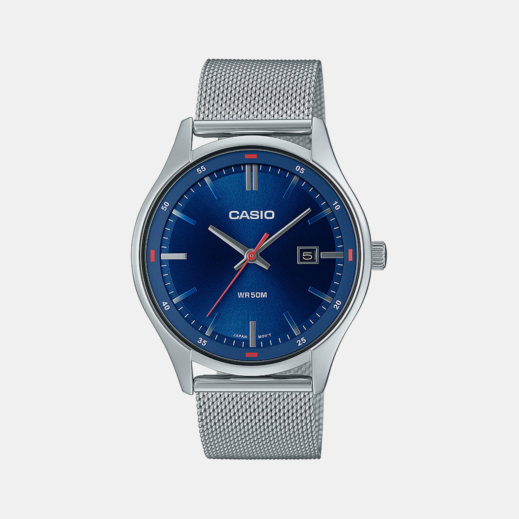 Casio Enticer Men Quartz Blue Dial Analog Stainless Steel Watch A2107