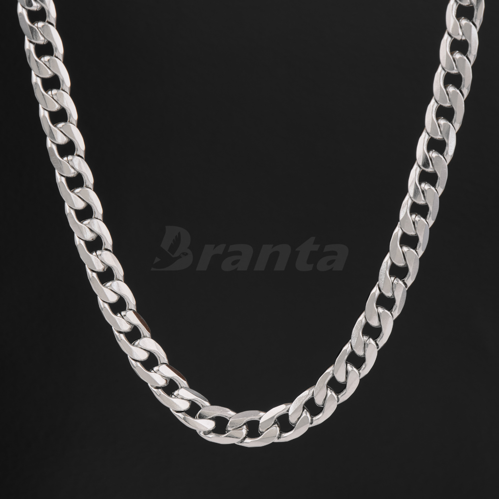 Branta Silver Stainless Steel Curb Chain For Men (21.5 Inch)