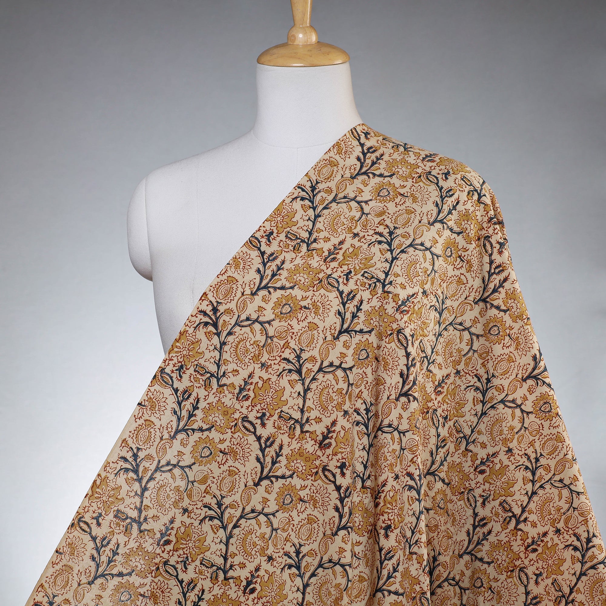 PITCHUKA SRINIVAS KALAMKARI PEDANA Beige - Pedana Kalamkari Block Printed Cotton Fabric