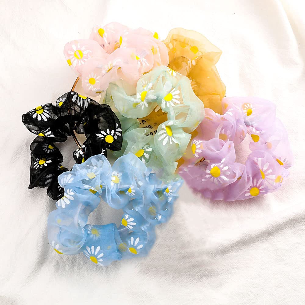Yellow Chimes Scrunchies for Women Hair Accessories for Women 6 Pcs Net Fabric Scrunchies Set Rubber Bands Multicolor Scrunchie Ponytail Holders Hair - view 2