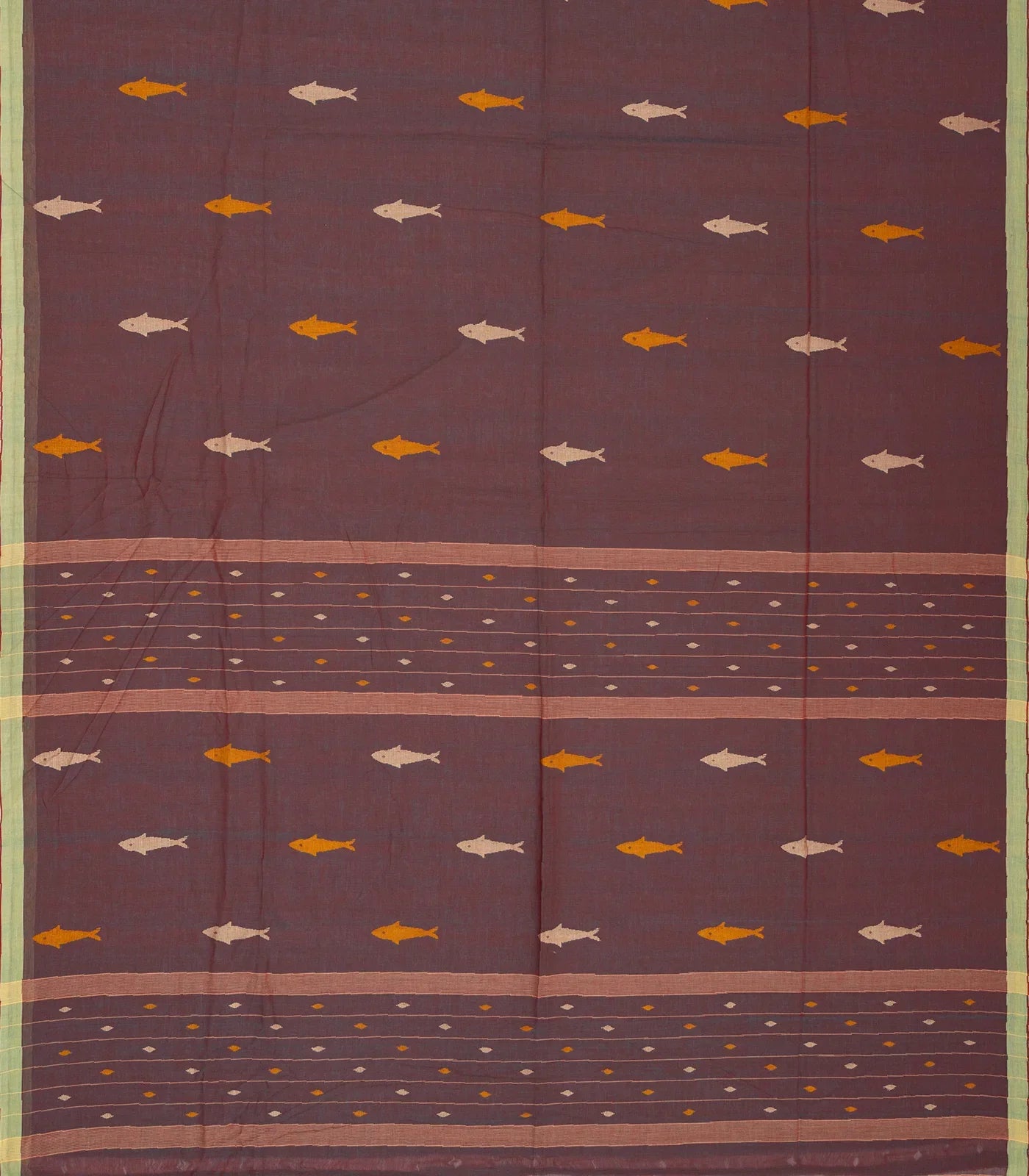 RmKV Lilac Handloom Bengal Cotton Saree With Fish Buttas - view 2