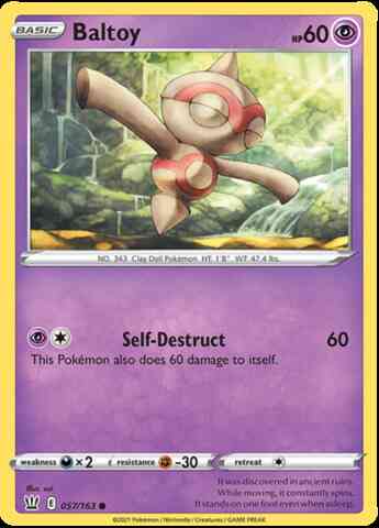 Common swsh5-057 reverse – Pokémon Baltoy - 057/163 - Common [swsh5-057] [Reverse Holo]