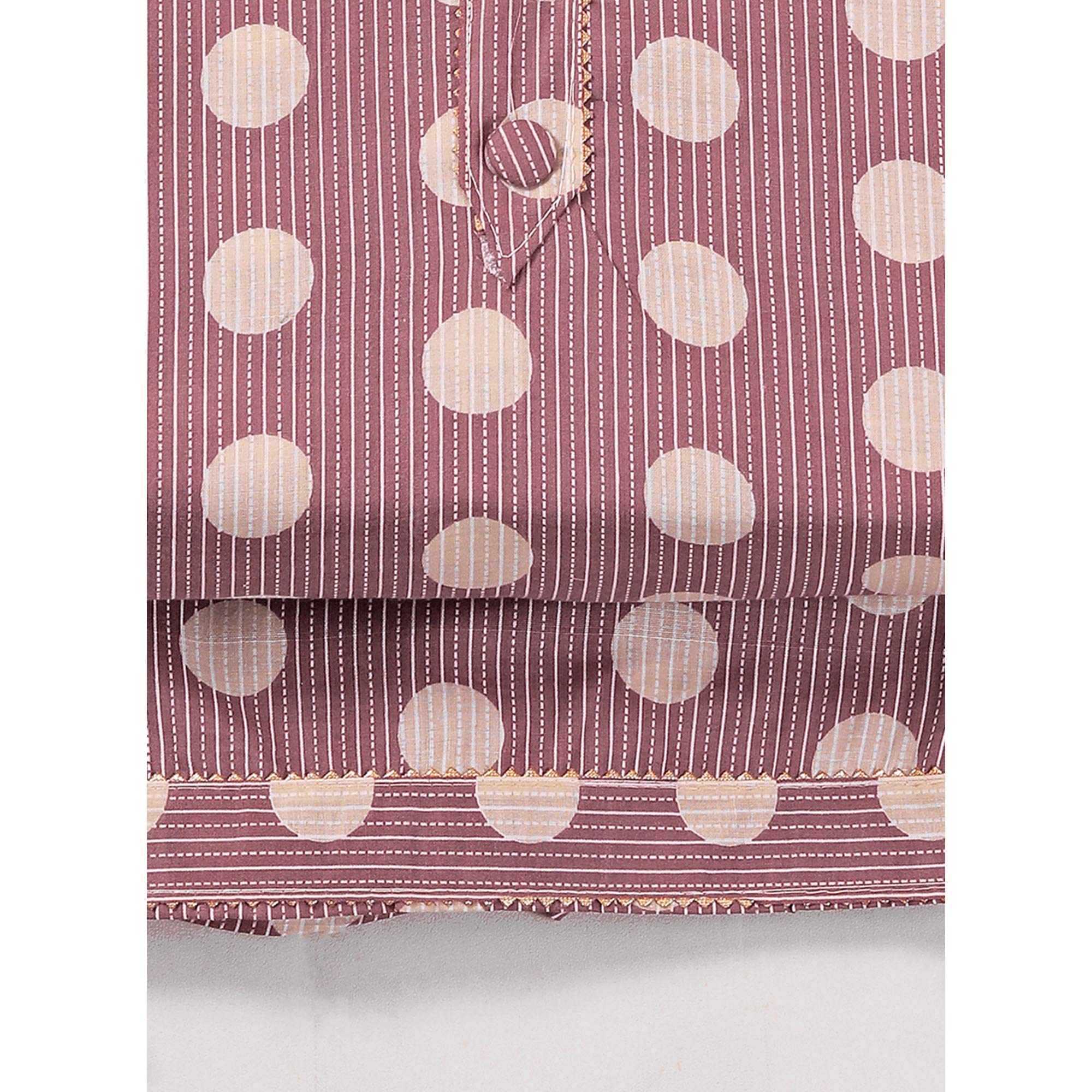 Peachmode Mauve Printed With Gota Patti Work Pure Cotton Dress Material - view 5