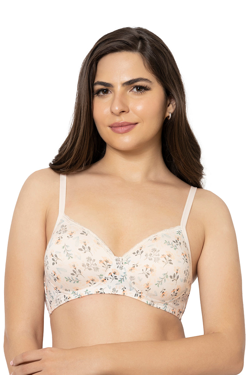 Amante Cotton Casuals Padded Non-Wired Printed T-Shirt Bra - Cotton Bloom Print