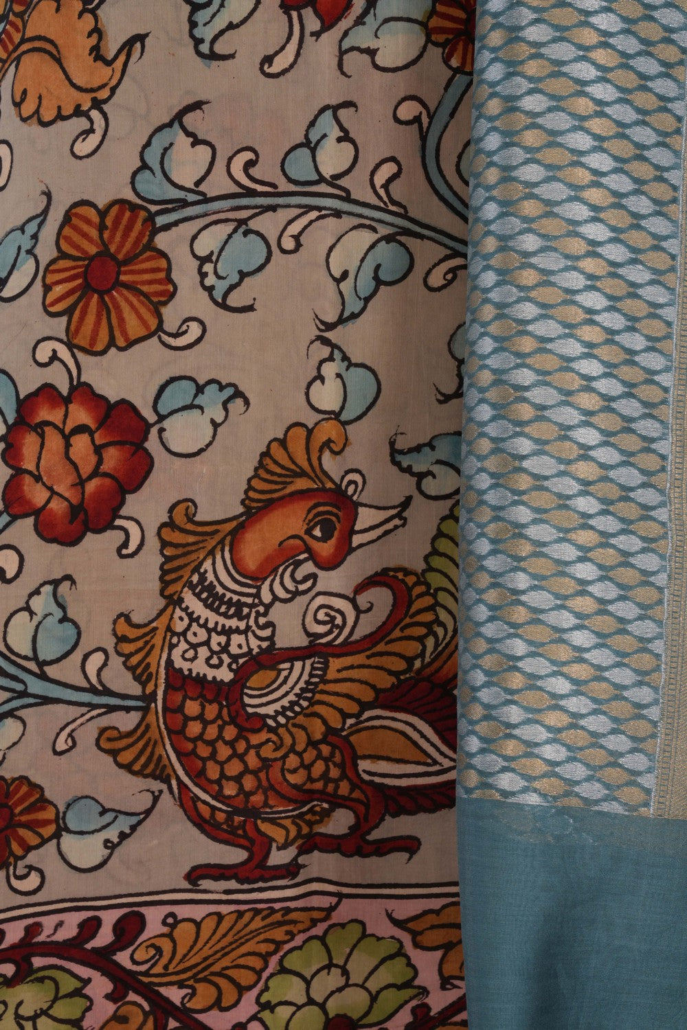 Kalanjali Kalamkari Unstitched Suit With Dupatta (2 Pcs Set) - view 2